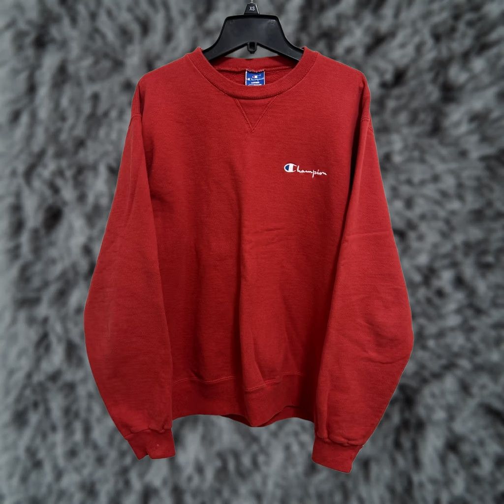 Champion VINTAGE Champion Sweatshirt crewneck Mens L Red 90s Pullover Made in USA Size US L / EU 52-54 / 3 - 1 Thumbnail
