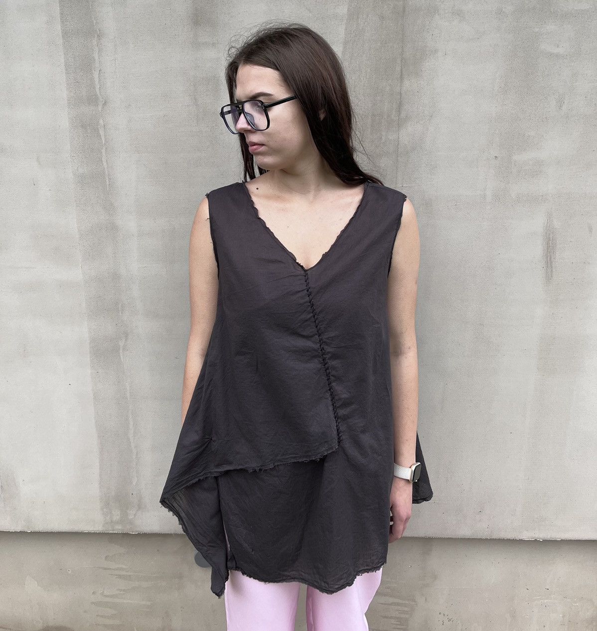 Designer Ewa I Walla Women Tunic Top Sleeveless Asymmetric Blouse Size M / US 6-8 / IT 42-44 - 3 Thumbnail