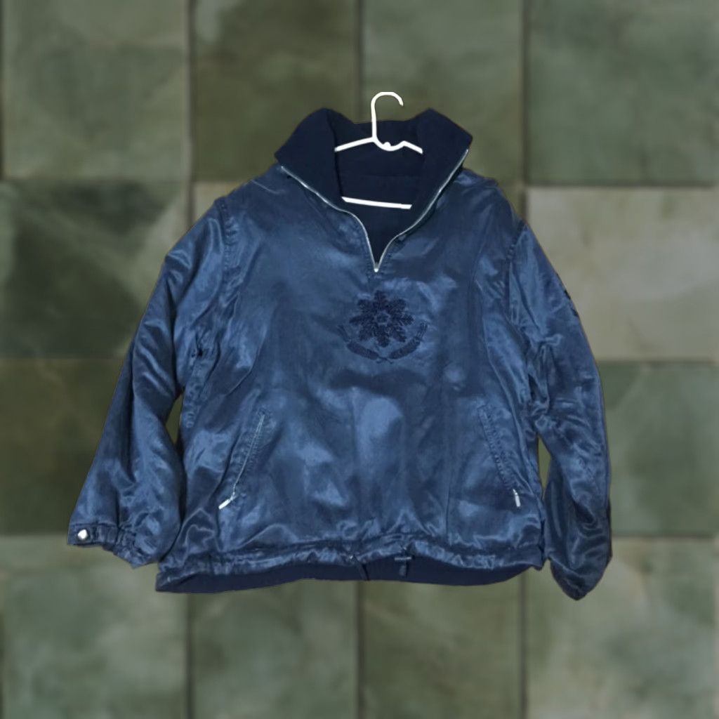 X-LARGE FU DA NAVY X-Large Womens Silk Blend Reversible Jacket Zip Embossed Navy Color Embossed Zip Jacket Reversible Silk Blend Size XL / US 12-14 / IT 48-50 - 1 Thumbnail