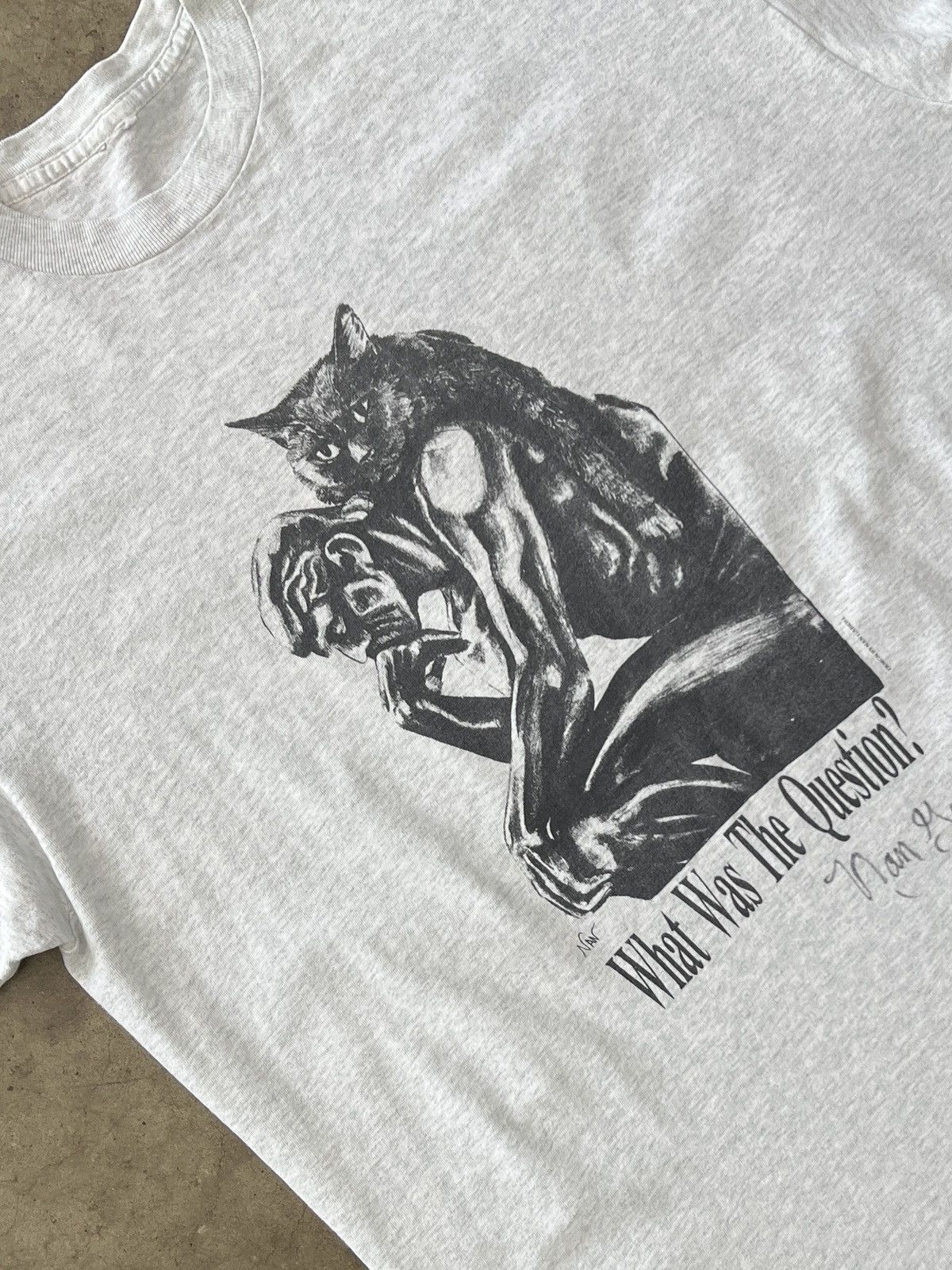 Vintage Vintage Cat Man Philosophy What was the Question Tee XXL Size US XXL / EU 58 / 5 - 1 Thumbnail