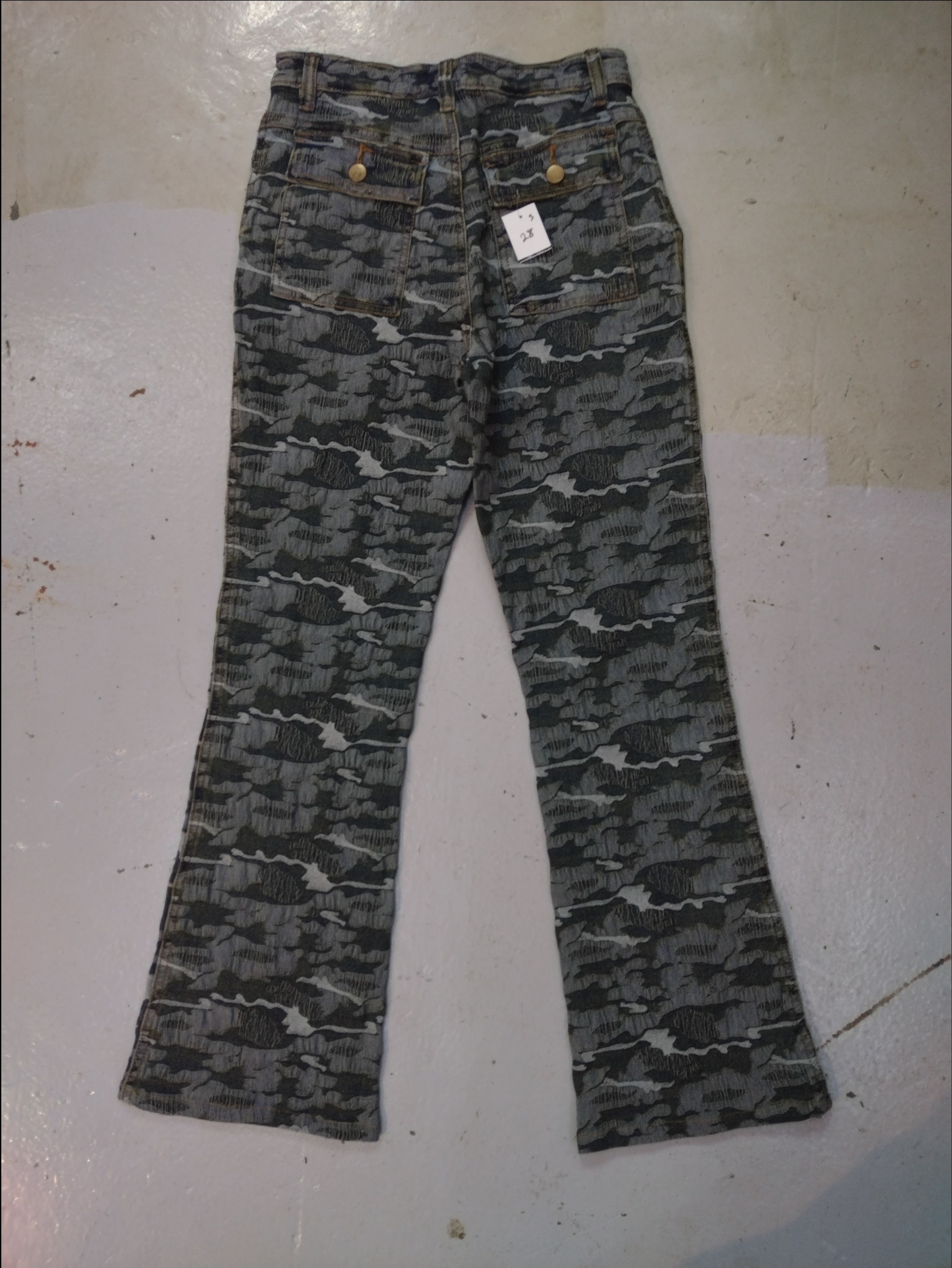 Designer Jie Bird denim jeans camouflage flared cutting Super Stretch Size 28" / US 6 / IT 42 - 2 Thumbnail