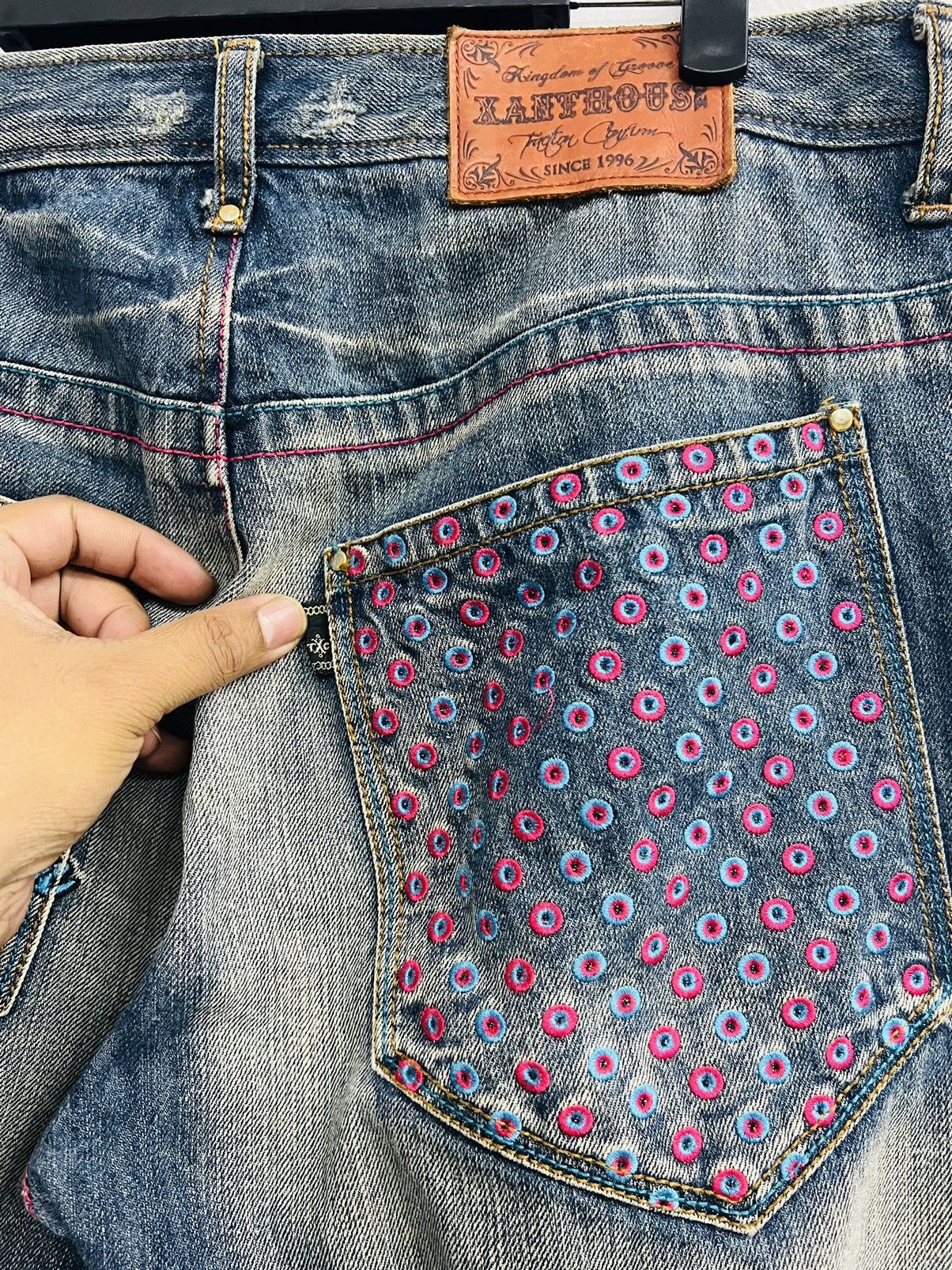 Japanese Brand XANTHOUS Mudwash Flame Baggy Denim Size US 33 - 21 Thumbnail