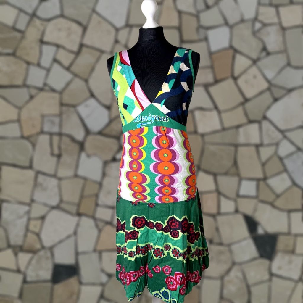 Desigual Desigual Dress Womens L A-Line Knee Length Multicoloured 02V2812 Size L / US 10 / IT 46 - 1 Thumbnail