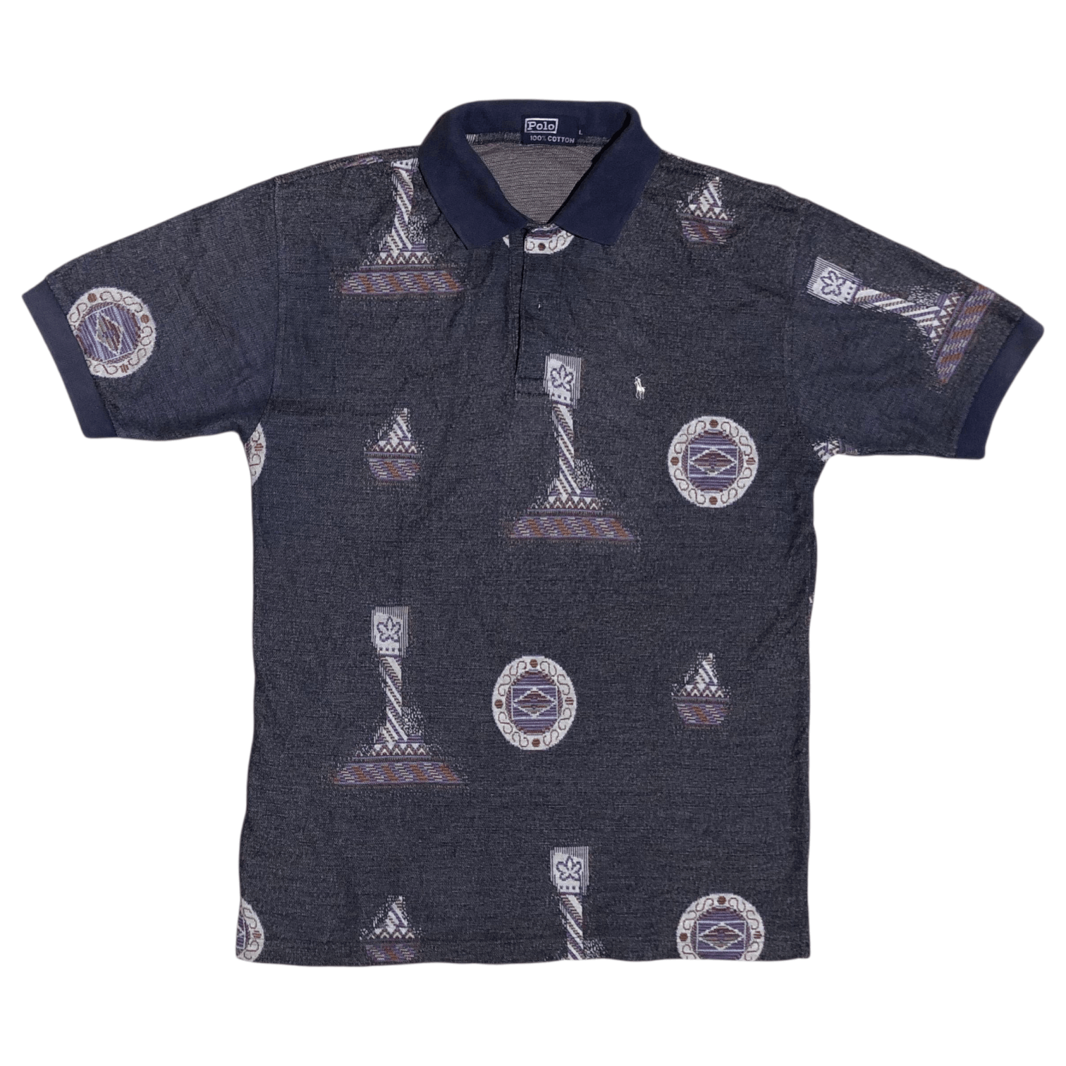Polo Ralph Lauren VINTAGE RARE Polo Ralph Lauren Tribal Print Knit Polo Shirt Size US M / EU 48-50 / 2 - 1 Thumbnail