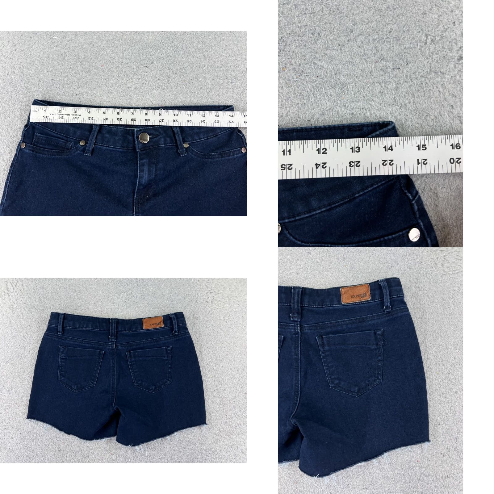 Express Express Shorts Womens 8 Blue Denim Jean Cutoff Mid Rise Dark Wash Cotton 28x4 Size 30" / US 8 / IT 44 - 9 Thumbnail