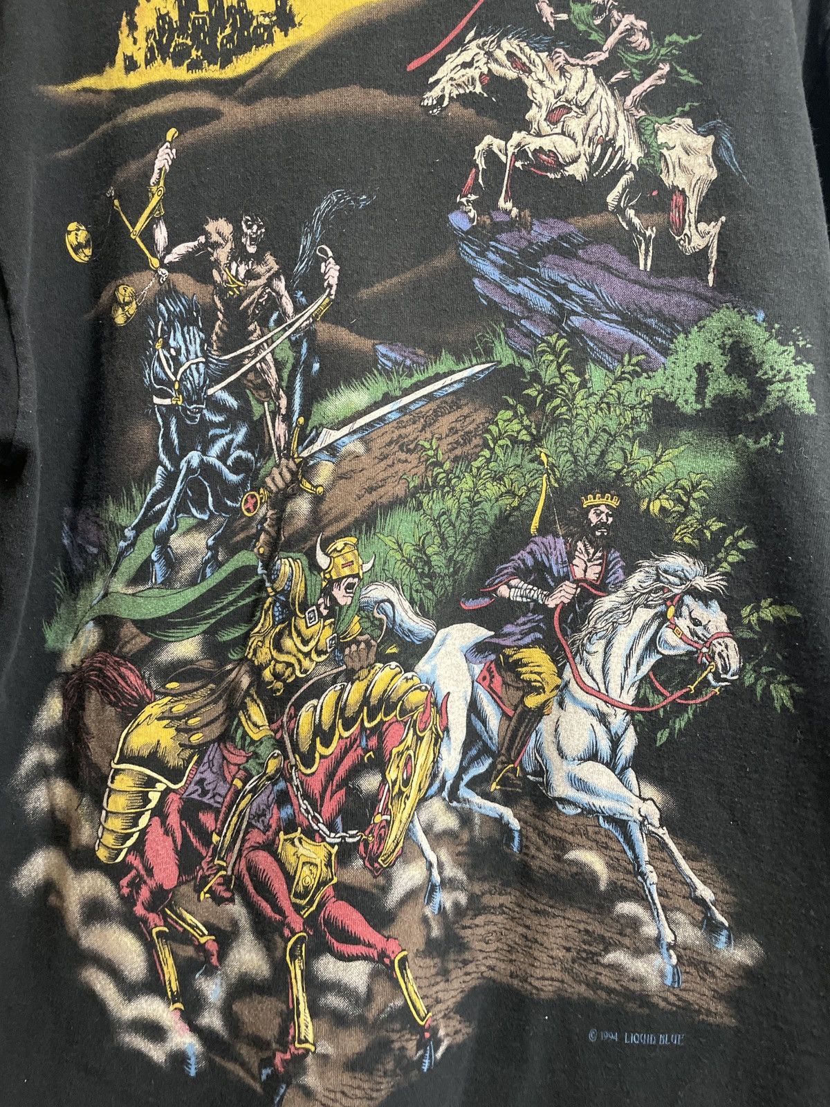 Liquid Blue × Vintage 1994 RARE LIQUID BLUE FOUR HORSEMAN GRAPHIC SHIRT Size US XL / EU 56 / 4 - 5 Thumbnail