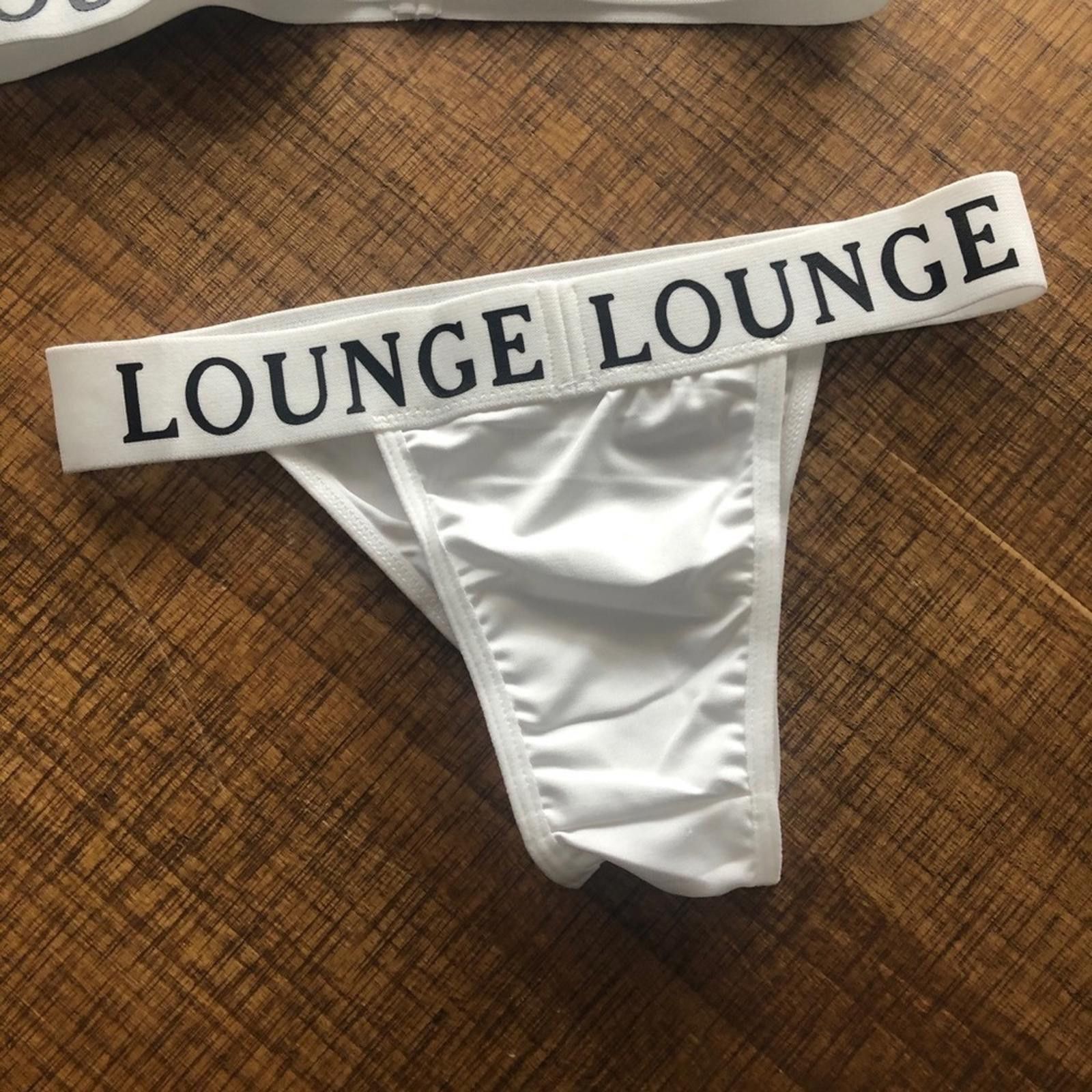 Designer Thong And Bra Lounge Set White NWT Size ONE SIZE - 5 Thumbnail