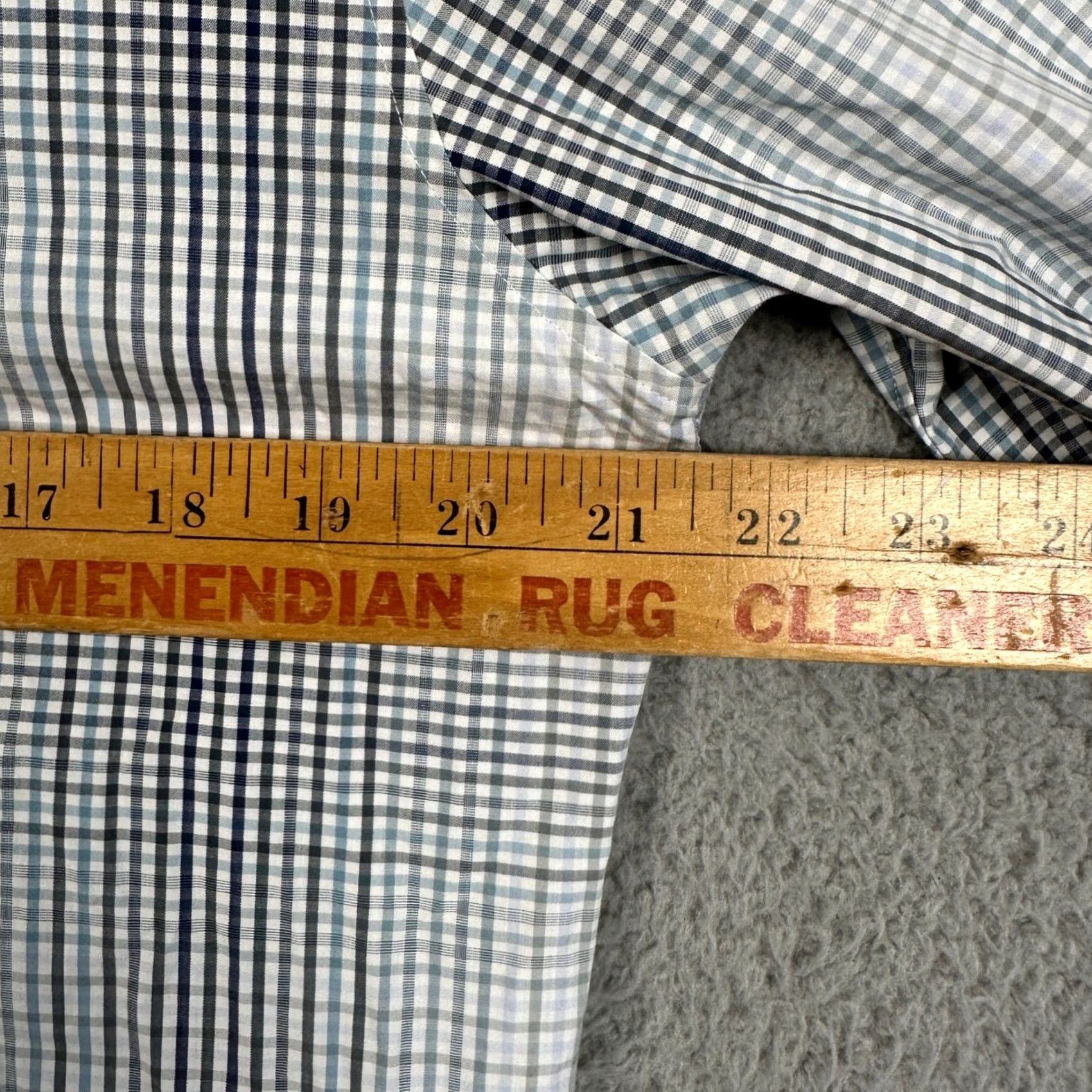 John Varvatos John Varvatos USA Dress Shirt Mens 16 34-35 White Gray Blue Plaid Long Sleeve Shirt Mens Regular Cotton 100% Size 42R - 6 Thumbnail