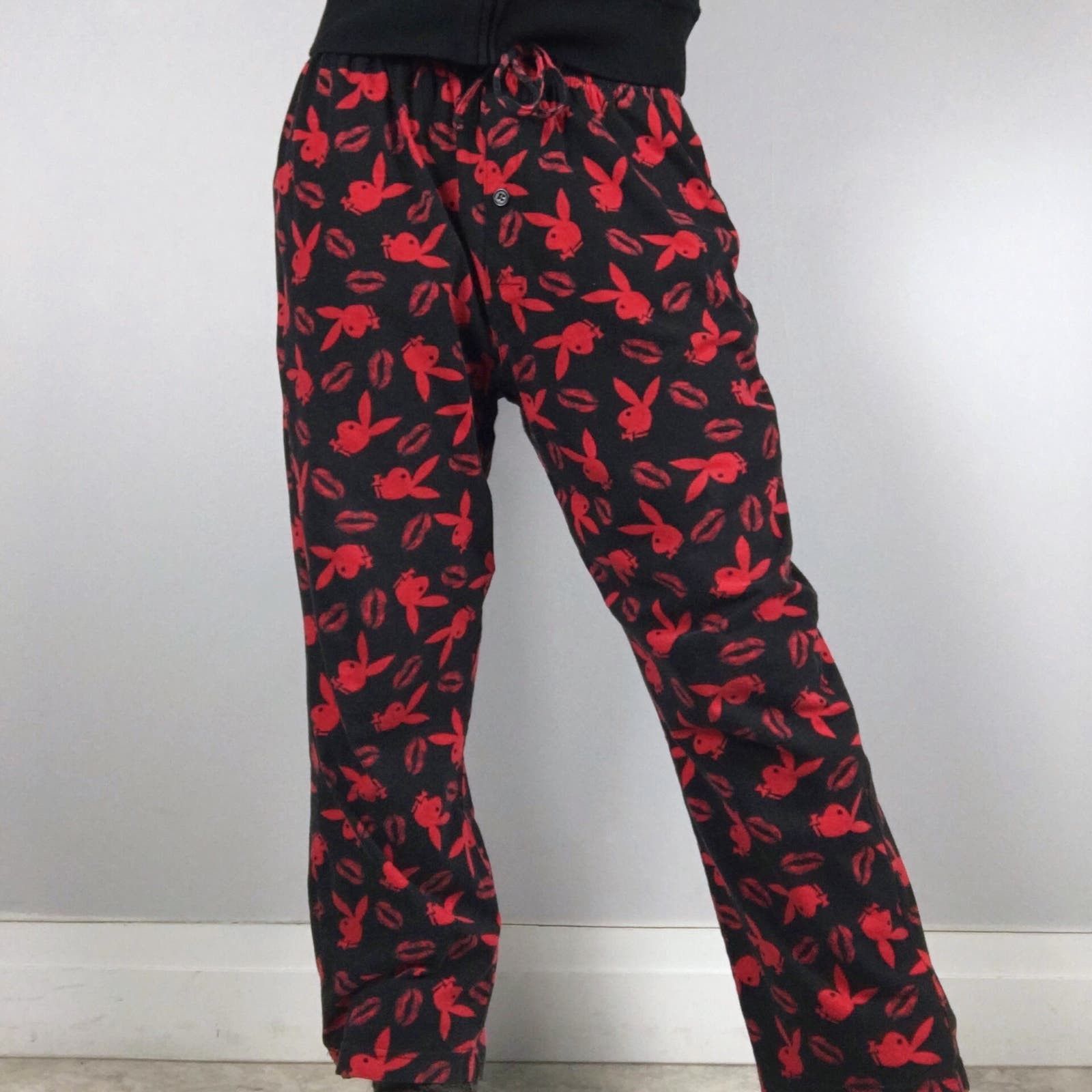 Playboy Y2K Playboy Bunny Pajama Pants Sleep Bottoms Black Small Vtg