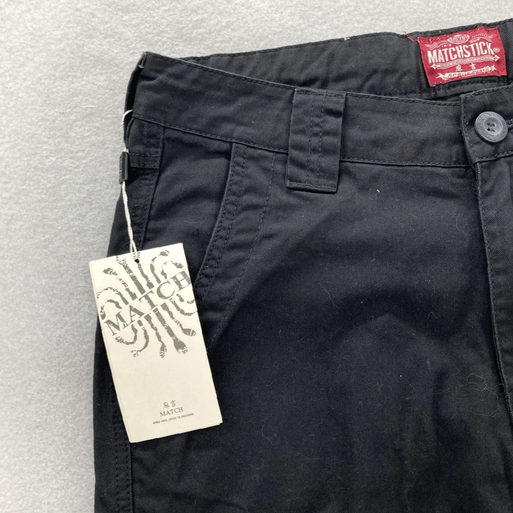 Vintage Matchstick Cargo Pants Mens Medium Utility Pockets Black Cotton 30in Inseam Canvas Workwear Outdoor Hiking Y2K Cargo Pants Mens Black Size US 31 - 4 Thumbnail