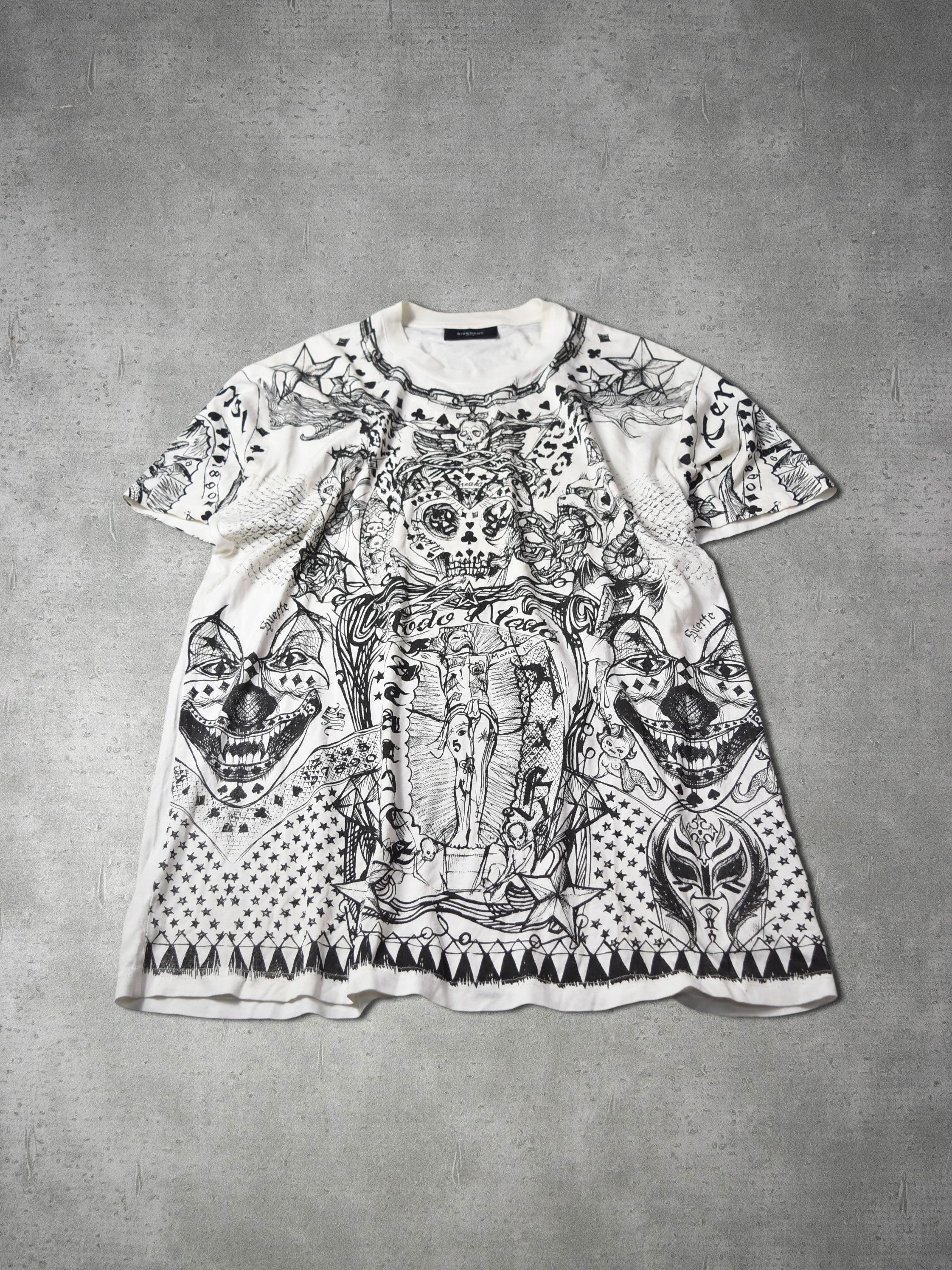 image of Givenchy Wide Graphic T-Shirt/29065 - 855 223 in White, Men's (Size 2XS)
