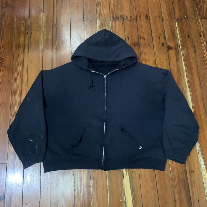 Archival Clothing Vintage 90s Russell Athletic black boxy fit zip