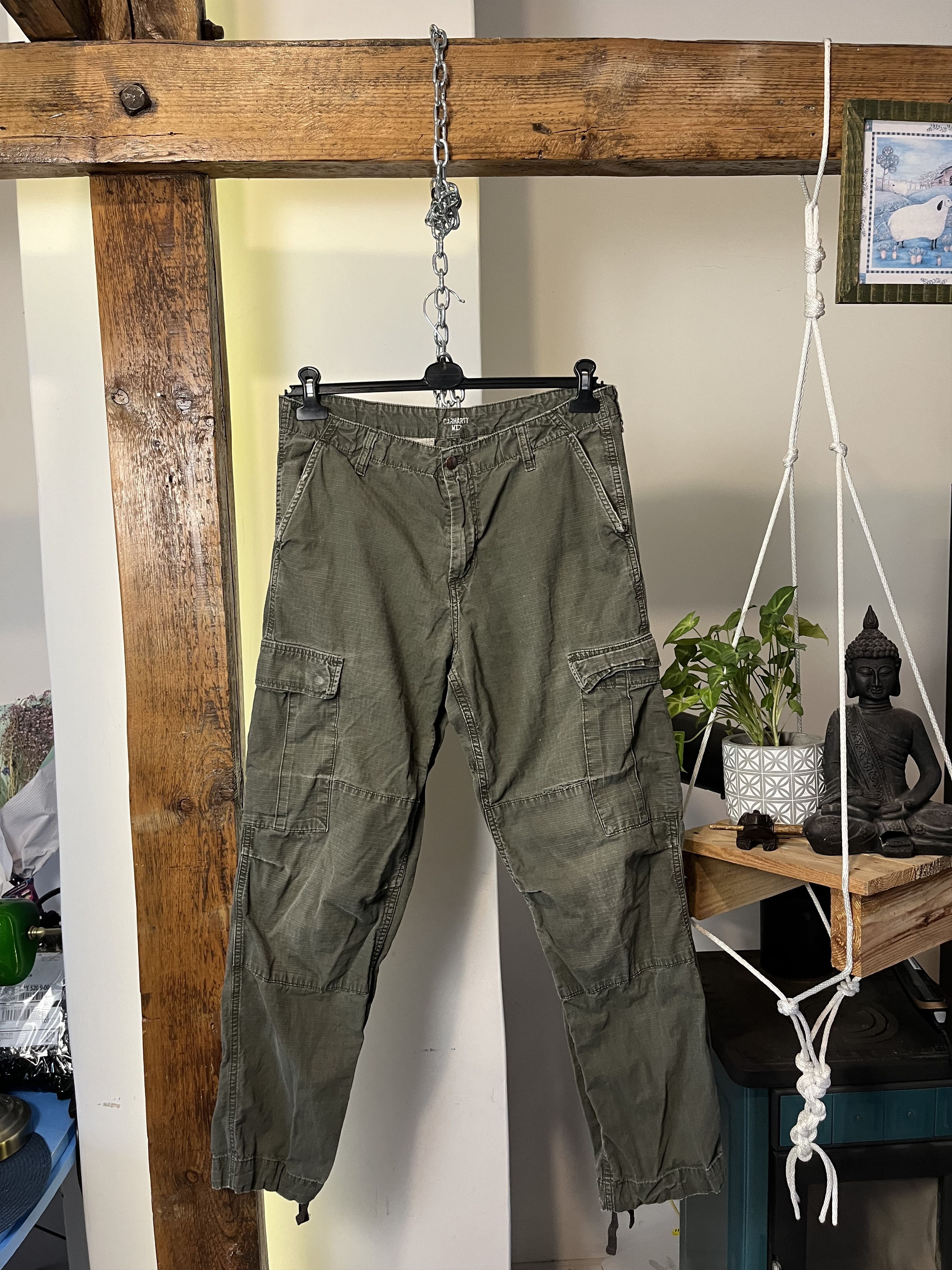 Distressed Carhartt Double Knee Regular Cargo Pants 34x32