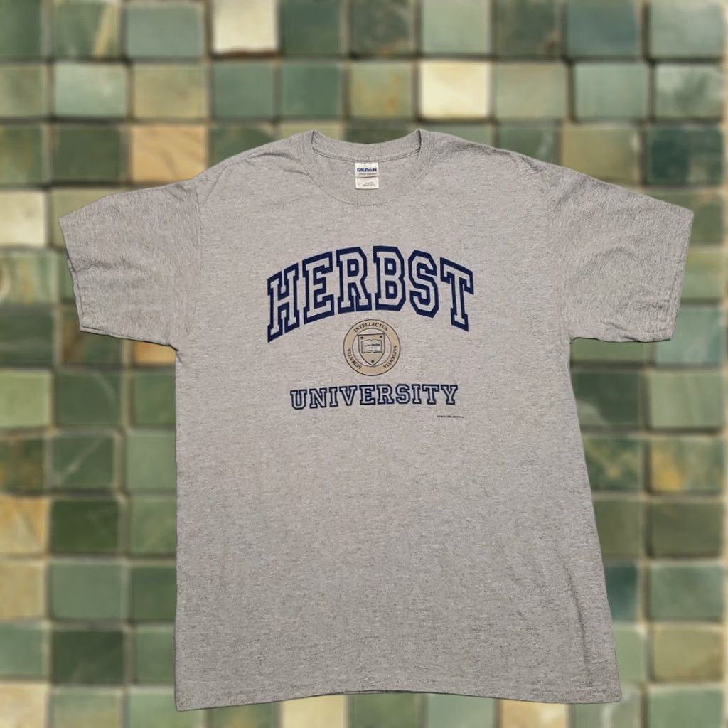 Gildan VINTAGE Herbst University Shirt Mens Large Gray Fictional College Skate Y2K TEE Size US L / EU 52-54 / 3 - 1 Thumbnail
