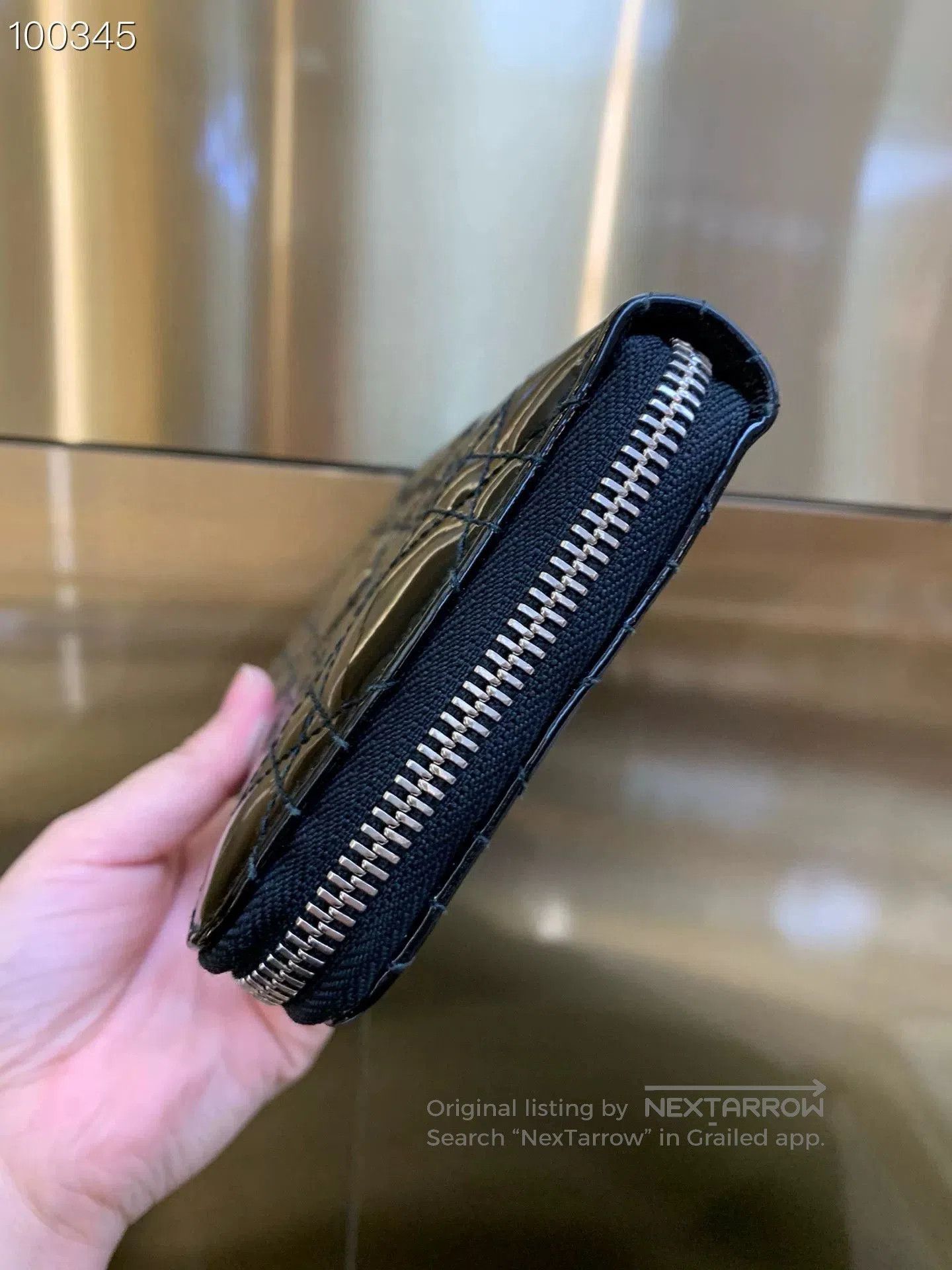 Dior DIOR Patent Leather Black Gold Wallet. Size ONE SIZE - 4 Thumbnail