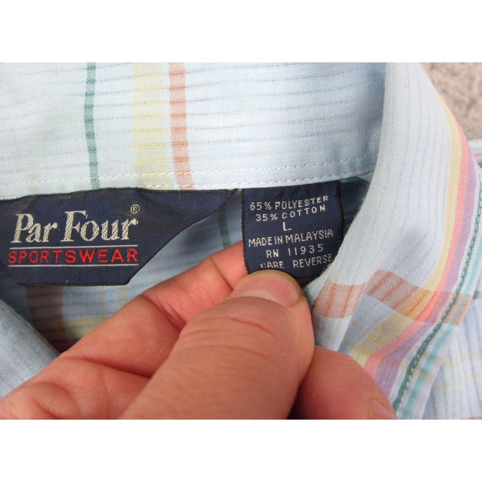 Vintage VINTAGE Par Four Shirt Mens 90s Plaid Blue Pink Purple Cotton Polyester Short Sleeve Button-Up Collared L Regular Size Blue Mens 90s Classic Retro Size US L / EU 52-54 / 3 - 6 Thumbnail