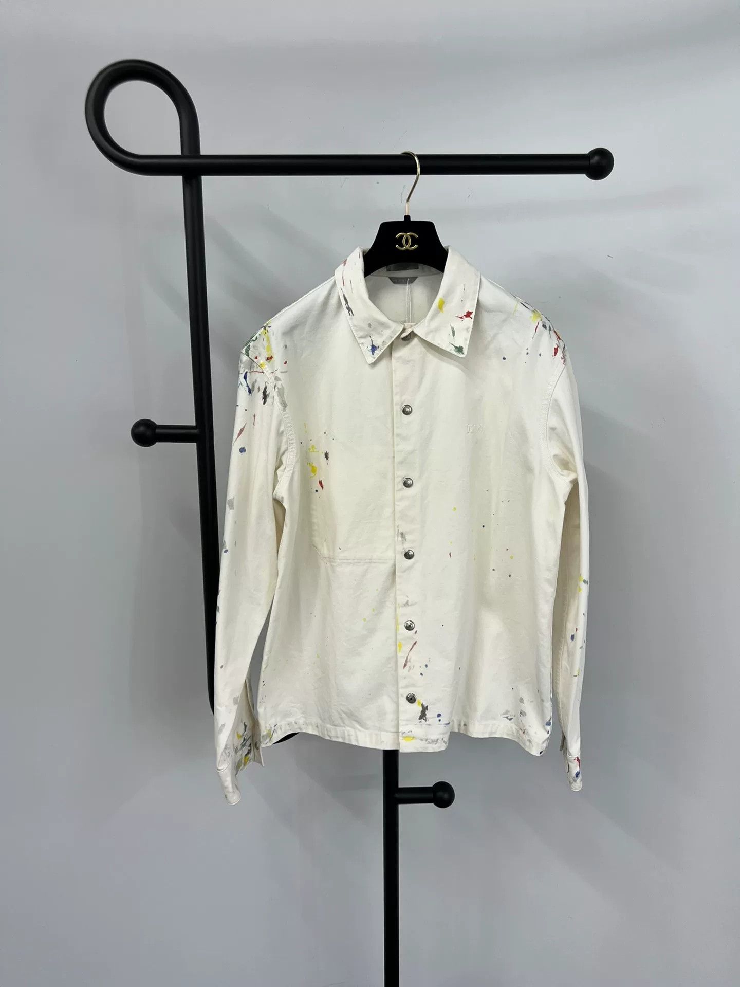 Dior Dior White Splatter Denim Jacket Size US S / EU 44-46 / 1 - 1 Thumbnail
