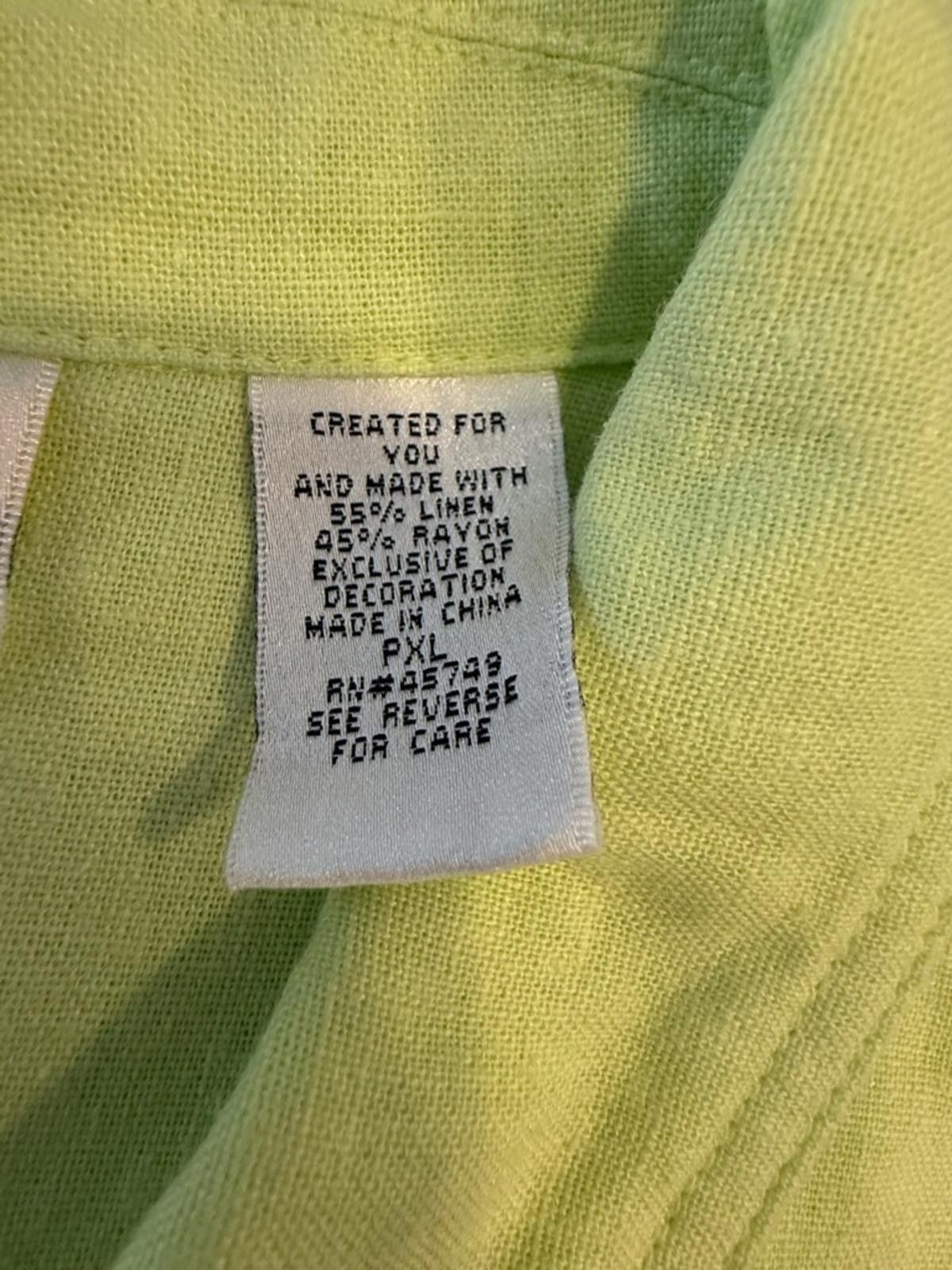 Sunray Sportswear Sunbay Sport green linen blend top embroidered turtles PXL Size XL / US 12-14 / IT 48-50 - 8 Thumbnail