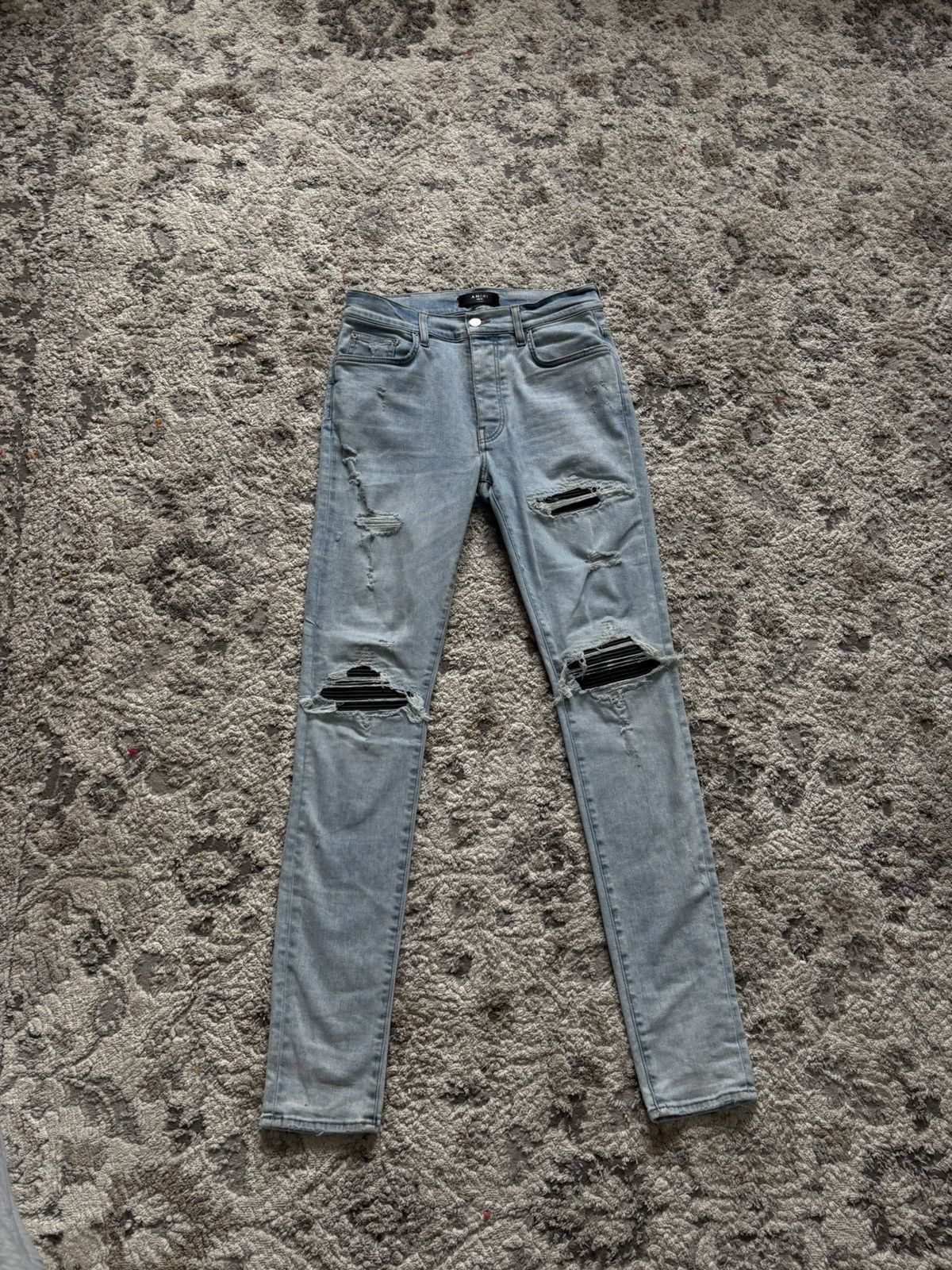 Amiri Amiri MX1 “Black Leather Patch” Jeans – Size 34 Size US 34 / EU 50 - 1 Thumbnail