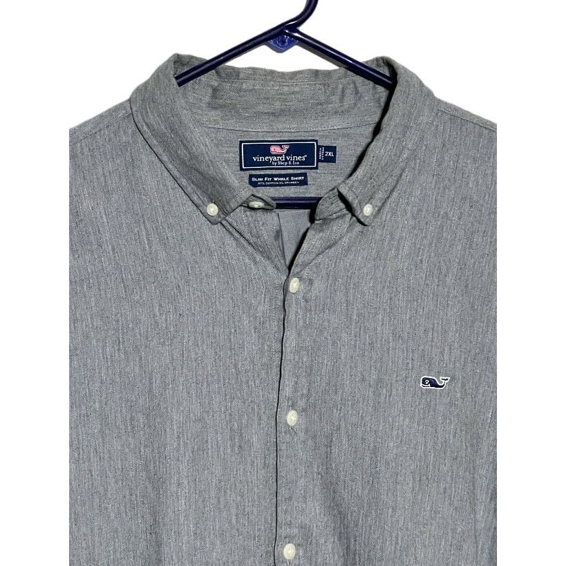 Vineyard Vines Vineyard Vines Men's Grey Button Slim Fit Whale Shirt Sz 2XL Size US XXL / EU 58 / 5 - 1 Thumbnail