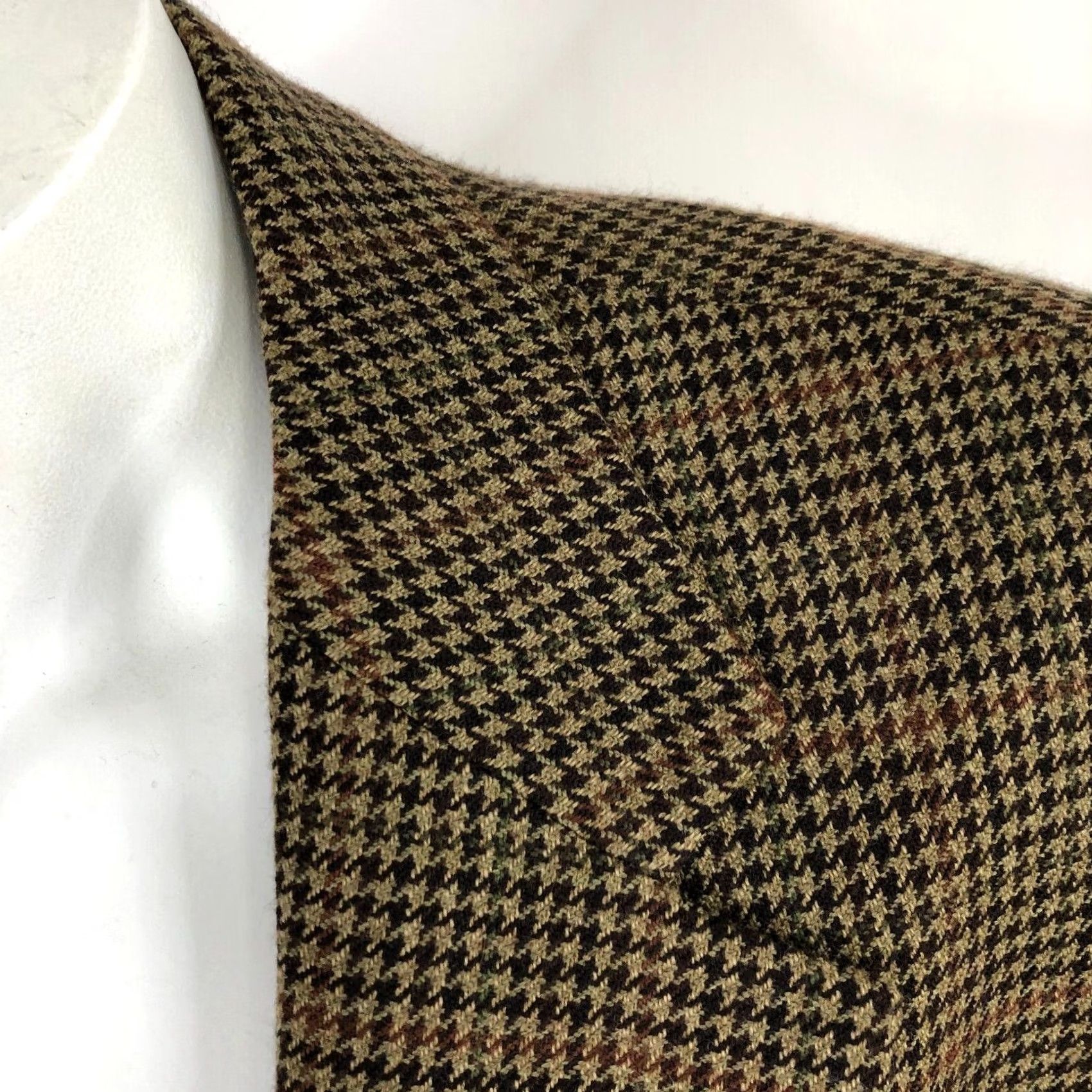 Chaps Chaps Sport Coat Jacket Mens 44L Houndstooth Brown 100% Lambswool Button Single-Breasted Notch Lapel Wool Coat Size US S / EU 44-46 / 1 - 2 Thumbnail