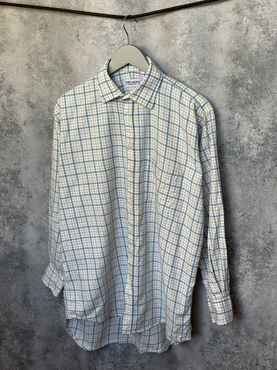 James Meade Flannel Plaid Shirt LS Cotton/Wool Button Up