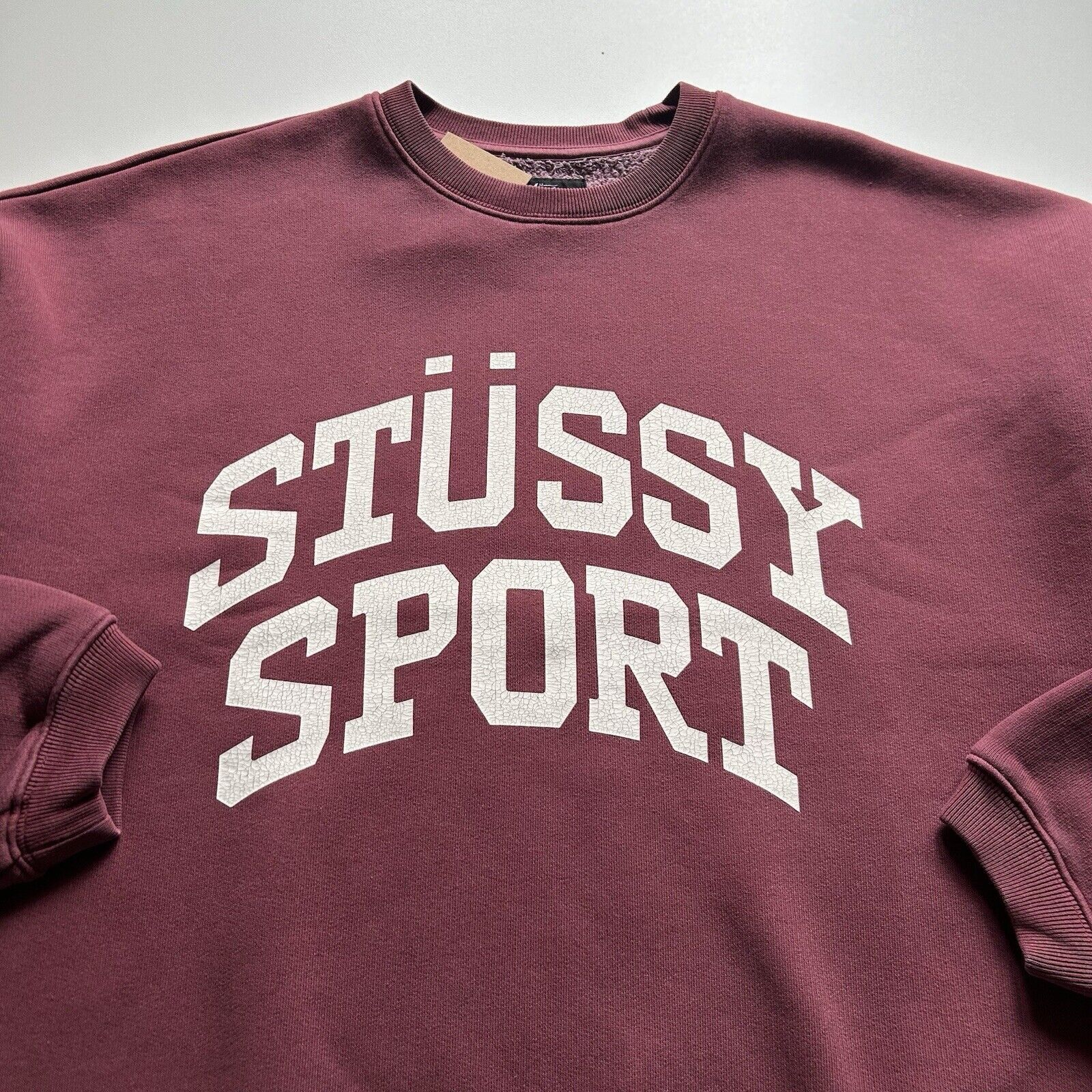 Stussy Sport Big Crackle Graphic Crewneck Sweatshirt Medium