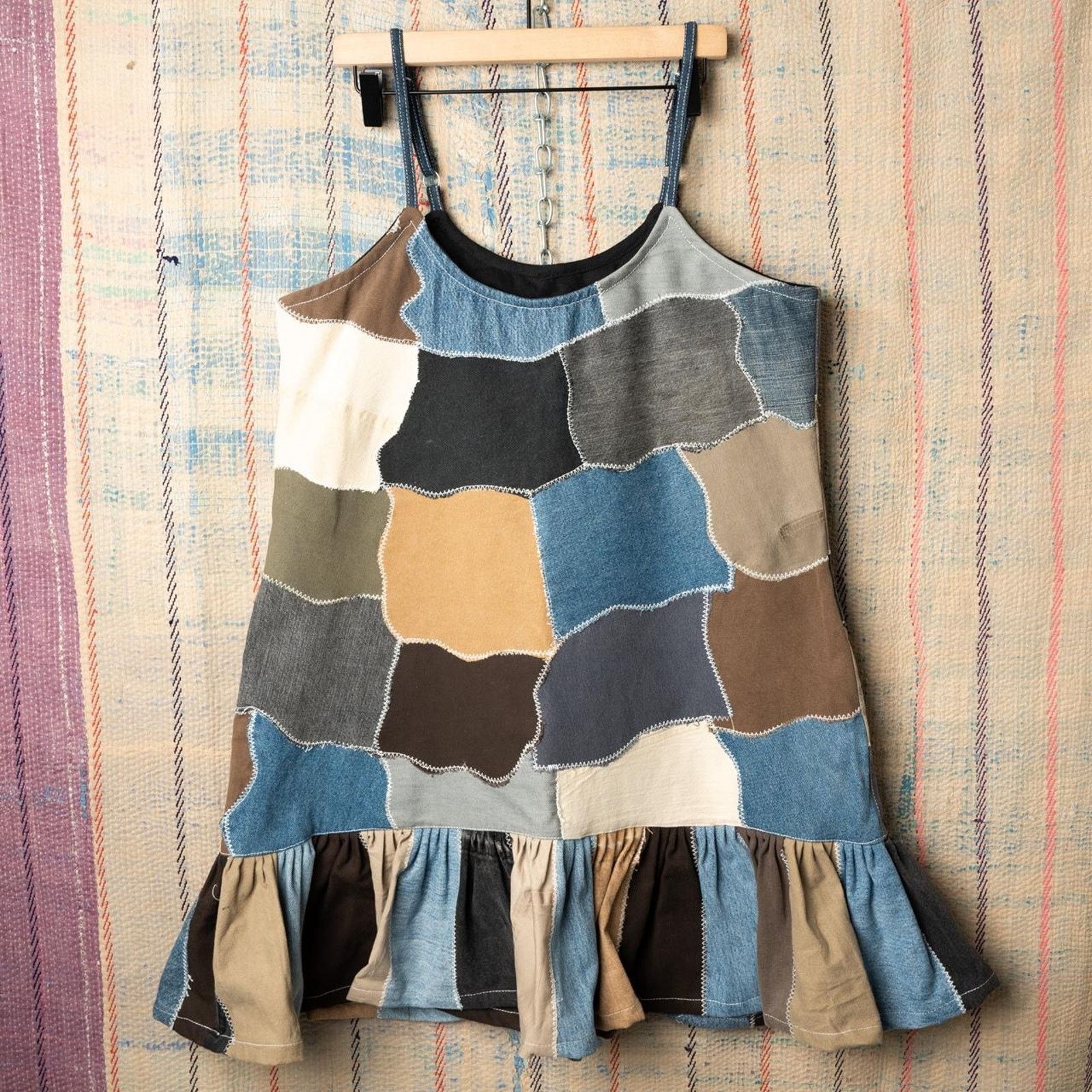 Other Custom patchwork mini dress with ruffle hem size large Size L / US 10 / IT 46 - 1 Thumbnail