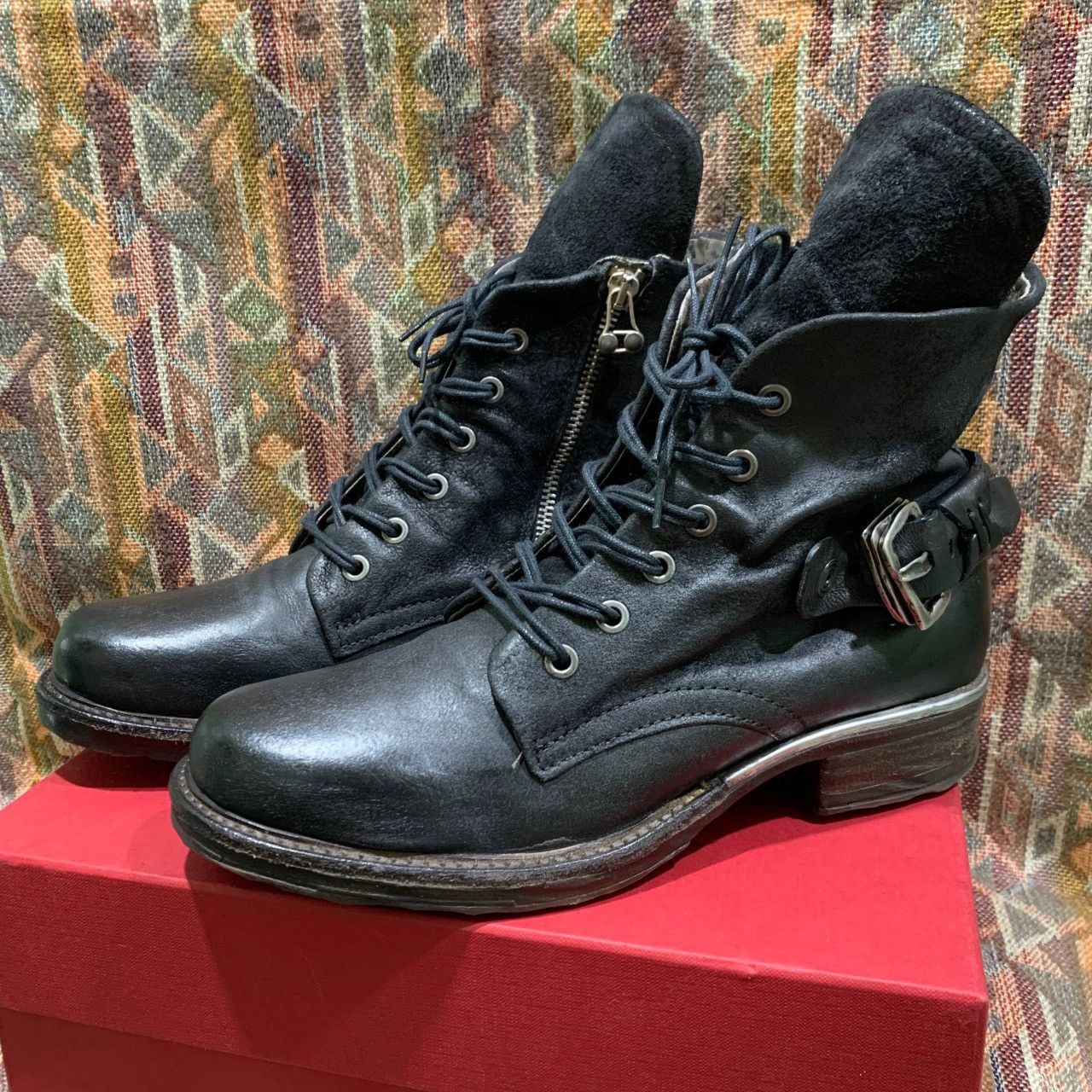 A.S.98 A.S.98 Airstep Black Leather Dibla Combat Biker Ankle Boots Size US 9 / IT 39 - 1 Thumbnail