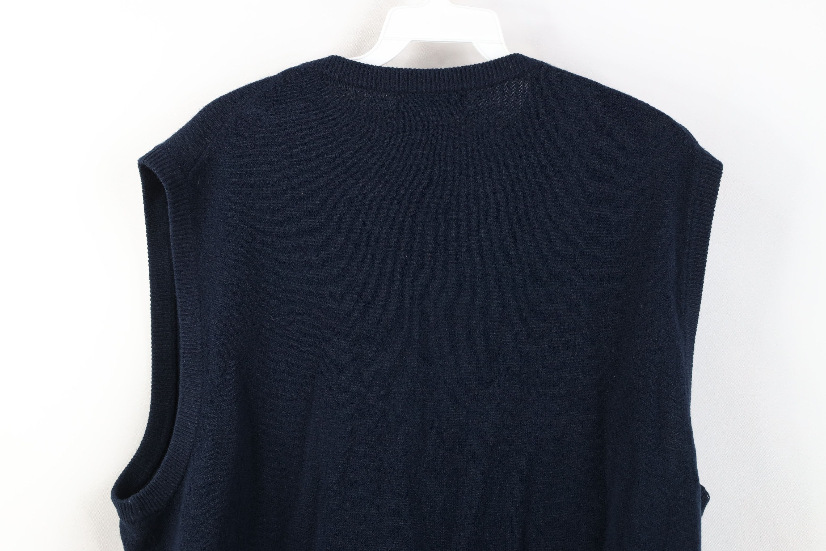 Vintage Vintage 90s Streetwear Blank Knit Sweater Vest Navy Blue Size US XL / EU 56 / 4 - 9 Thumbnail