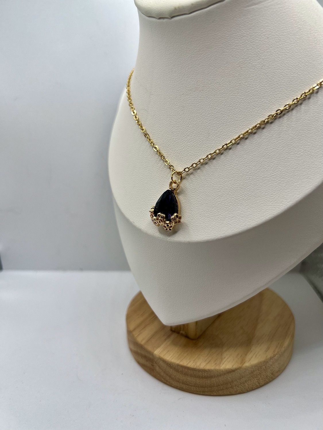 Handmade Dark Purple Cz Gold Chain Necklace Size ONE SIZE - 2 Thumbnail