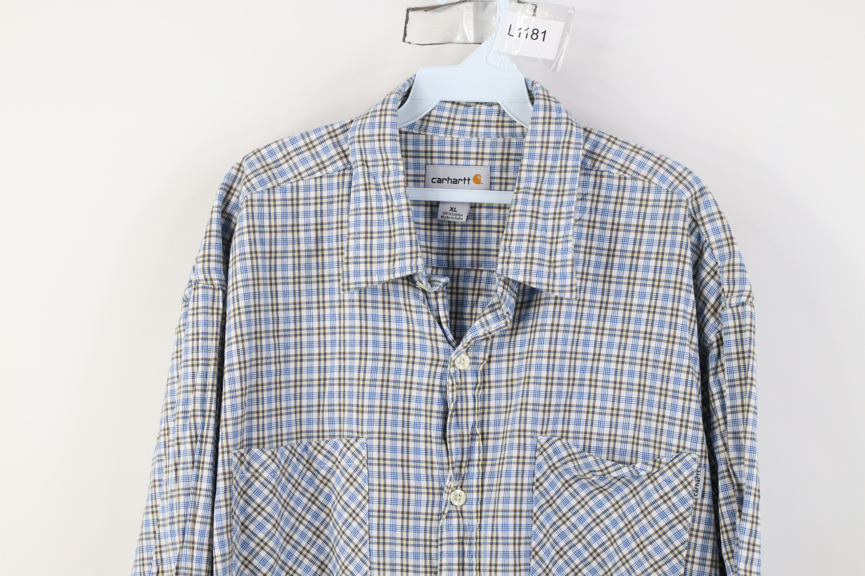 Carhartt Vintage Y2K Carhartt Lightweight Button Shirt Blue Plaid Size US XL / EU 56 / 4 - 2 Thumbnail