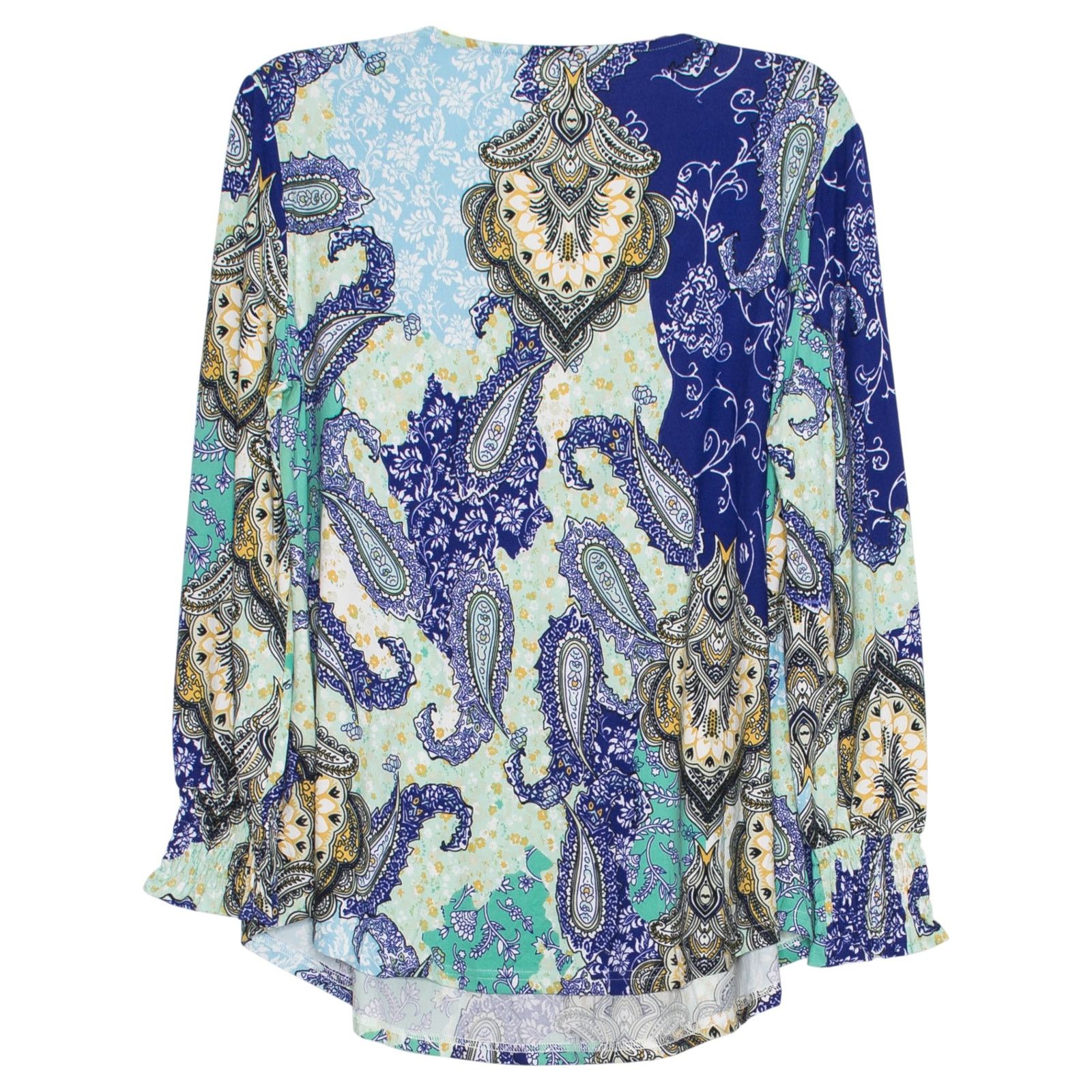 Other Tunic Top Paisley Blue 2XL Tie Neck Oversized Stretch Boho Size XXL / US 16-18 / IT 52-54 - 3 Thumbnail