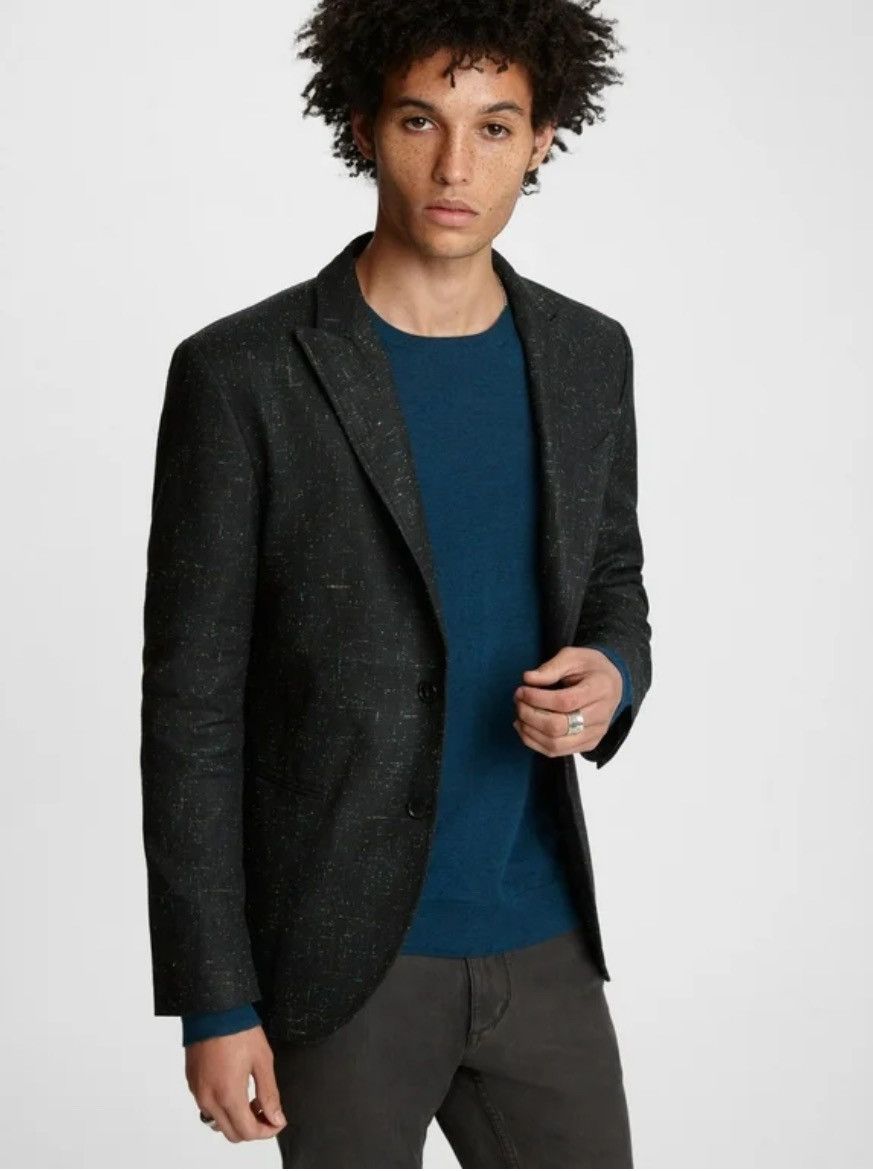 John Varvatos Black Slim-Fit Peak Lapel Two-Button Blazer. Size 50 Size US M / EU 48-50 / 2 - 3 Thumbnail