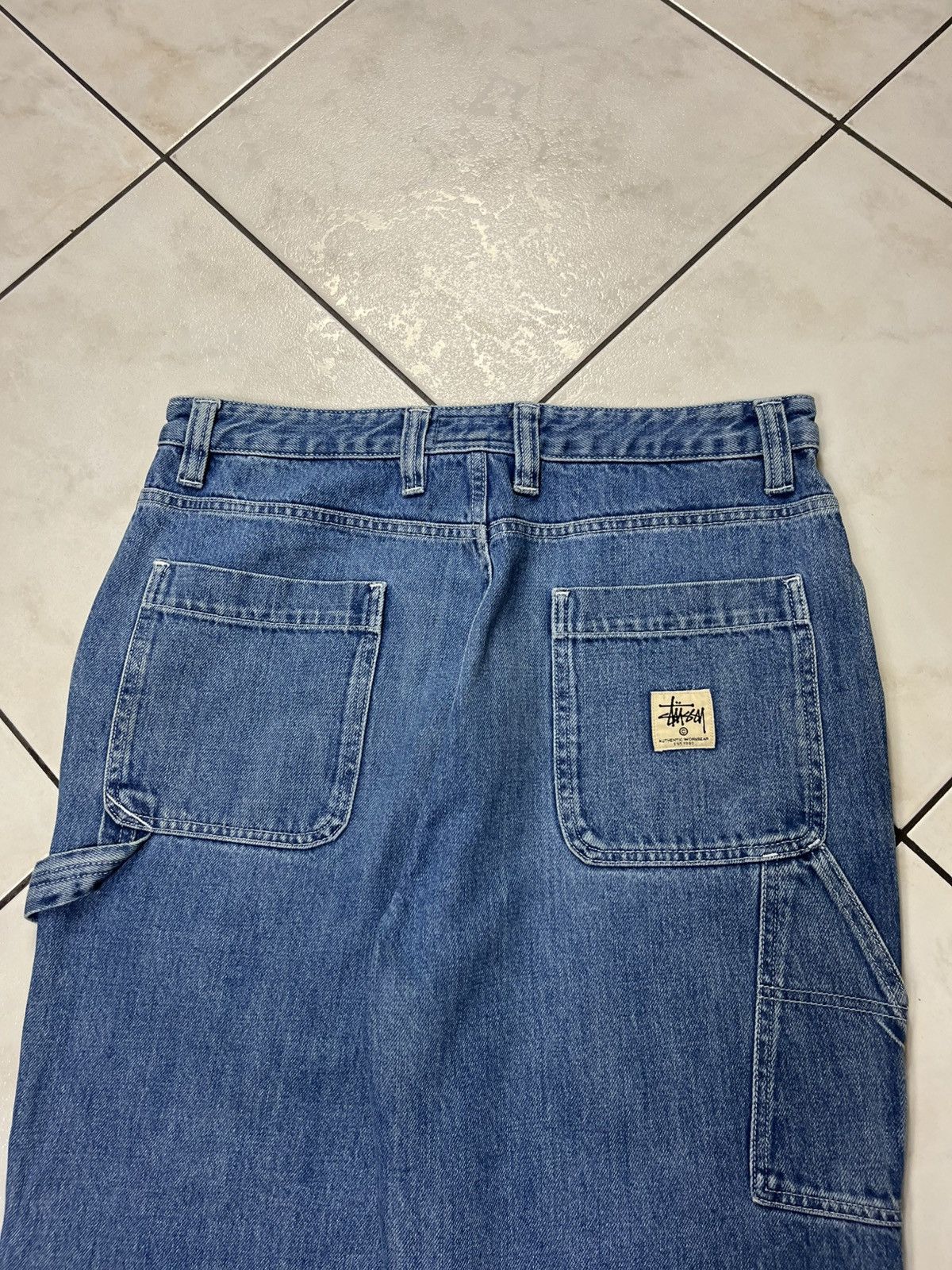Stussy × Vintage Stussy workgear navy denim double knee baggy jeans pants 34 Size US 34 / EU 50 - 13 Thumbnail