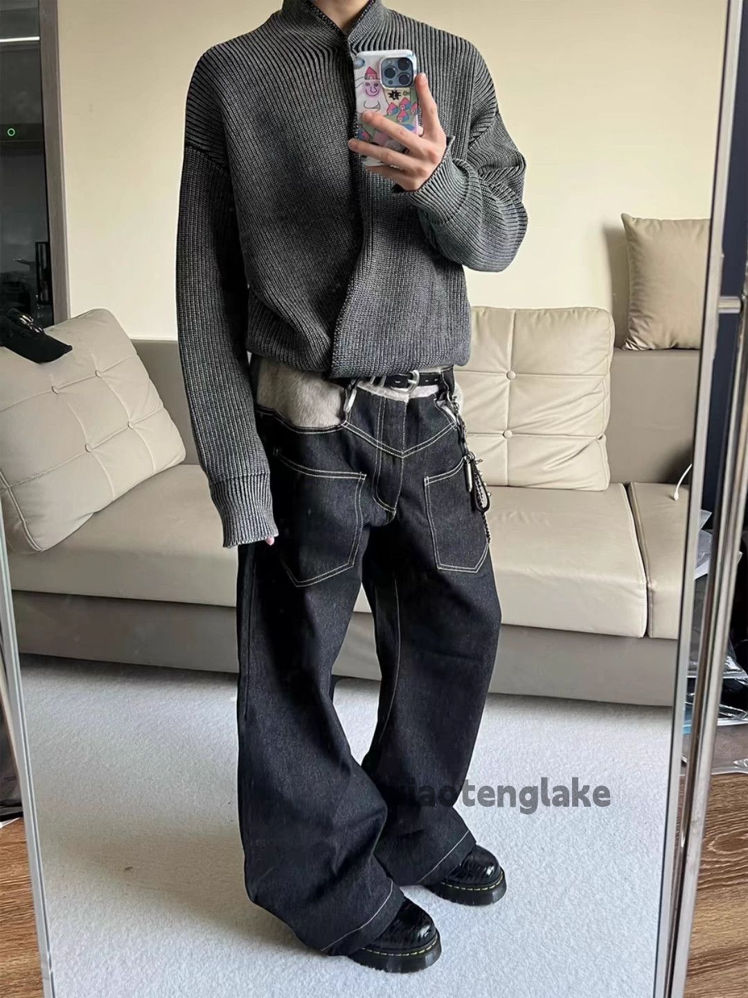Jean Unisex outdoor utility loose baggy hiphop cargo jeans Size US 30 / EU 46 - 4 Thumbnail