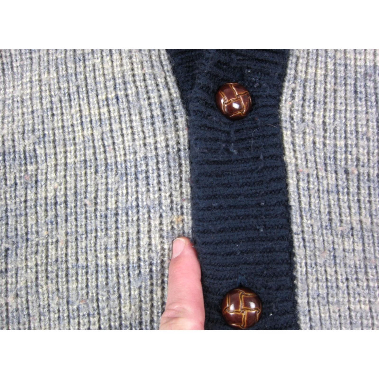 Vintage VINTAGE Montgomery Ward Cardigan Sweater Mens L Gray Blue 70s Button Collared Knit Long Sleeve Fall Winter Spring Regular Size Man Mens Clothing Size US L / EU 52-54 / 3 - 6 Thumbnail