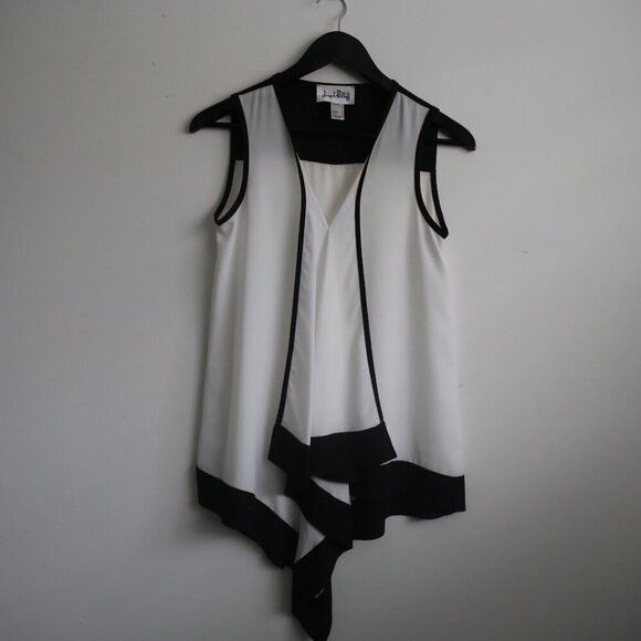 Joseph Ribkoff Joseph Ribkoff Monochrome Black White Waterfall Drape Blouse Size S / US 4 / IT 40 - 3 Thumbnail