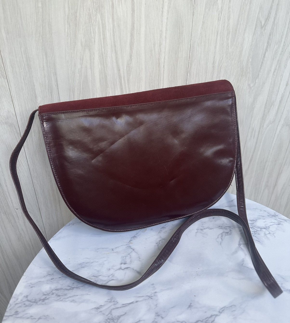 Bally VINTAGE 1980s BALLY Burgundy Suede and Leather Crossbody Bag Size ONE SIZE - 7 Thumbnail