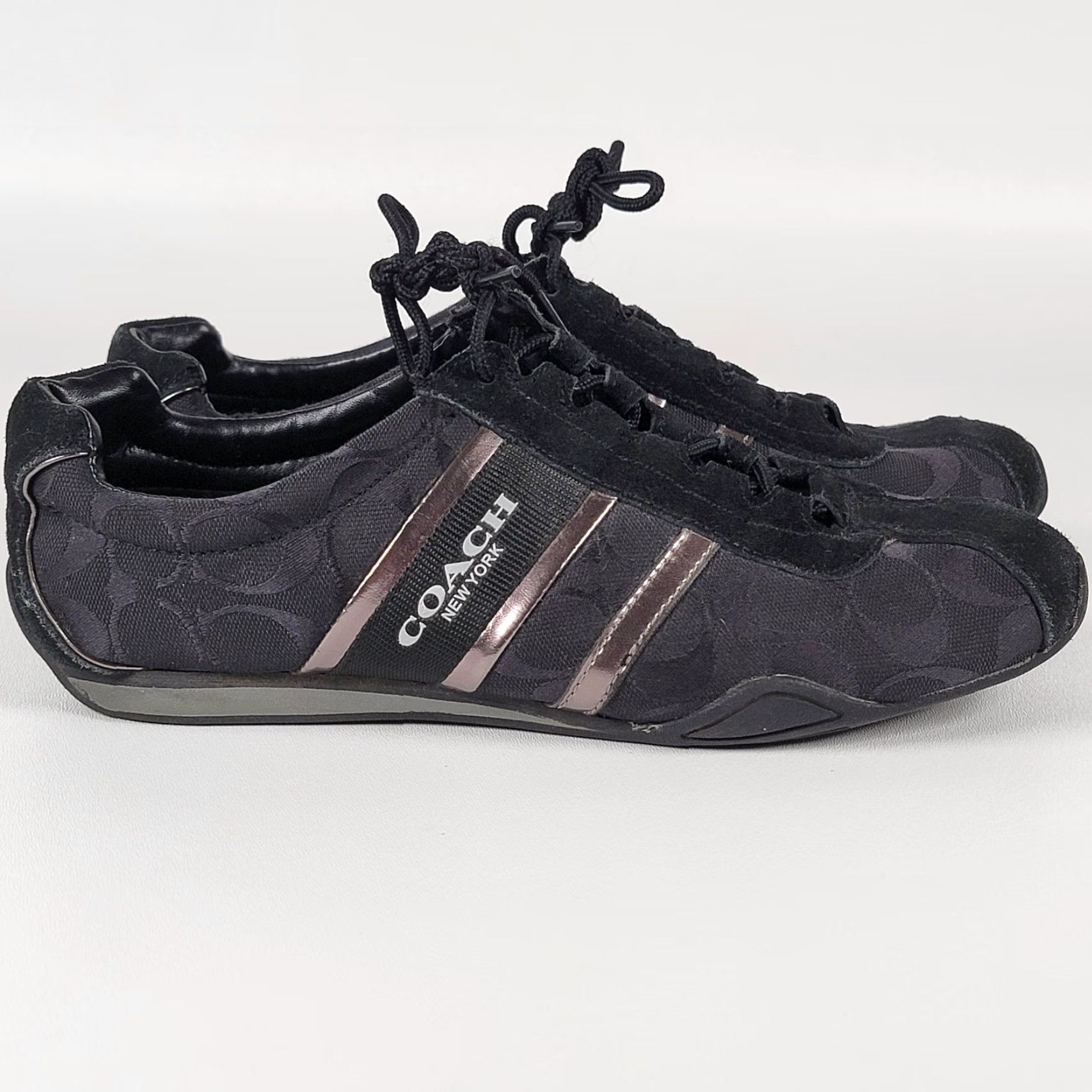 Coach COACH REMONNA Black Cooper Sneakers Women Size 9.5 B Athletic Suede Leather Minimalist Shoes Size US 10 / IT 40 - 2 Thumbnail