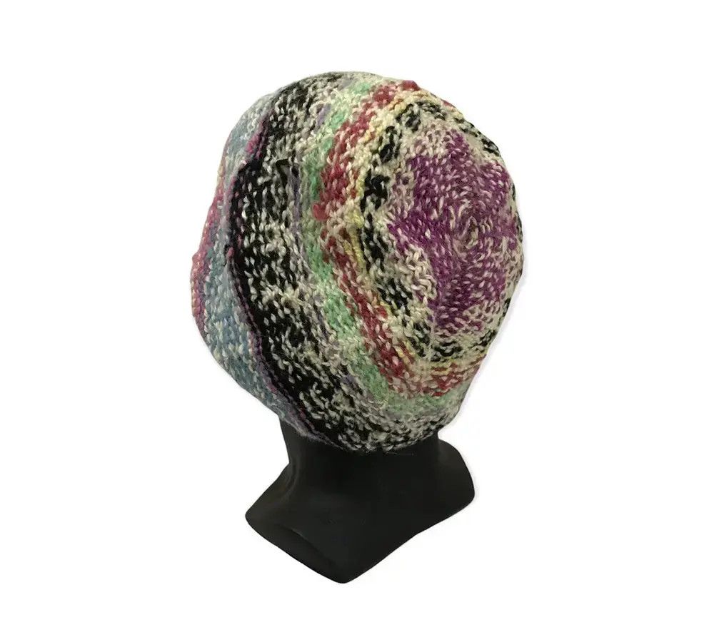 Handmade Japanese Brand Knit Multicolour Beanie Hat Size ONE SIZE - 1 Thumbnail