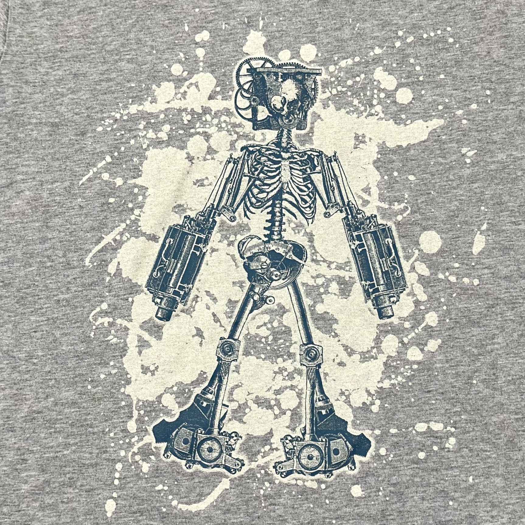 Robert Graham VINTAGE Robert Graham Men's T-Shirt Short Sleeve Crew Neck Graphic Print Skeleton Robot Heather Gray Size M All Seasons Size US M / EU 48-50 / 2 - 3 Thumbnail
