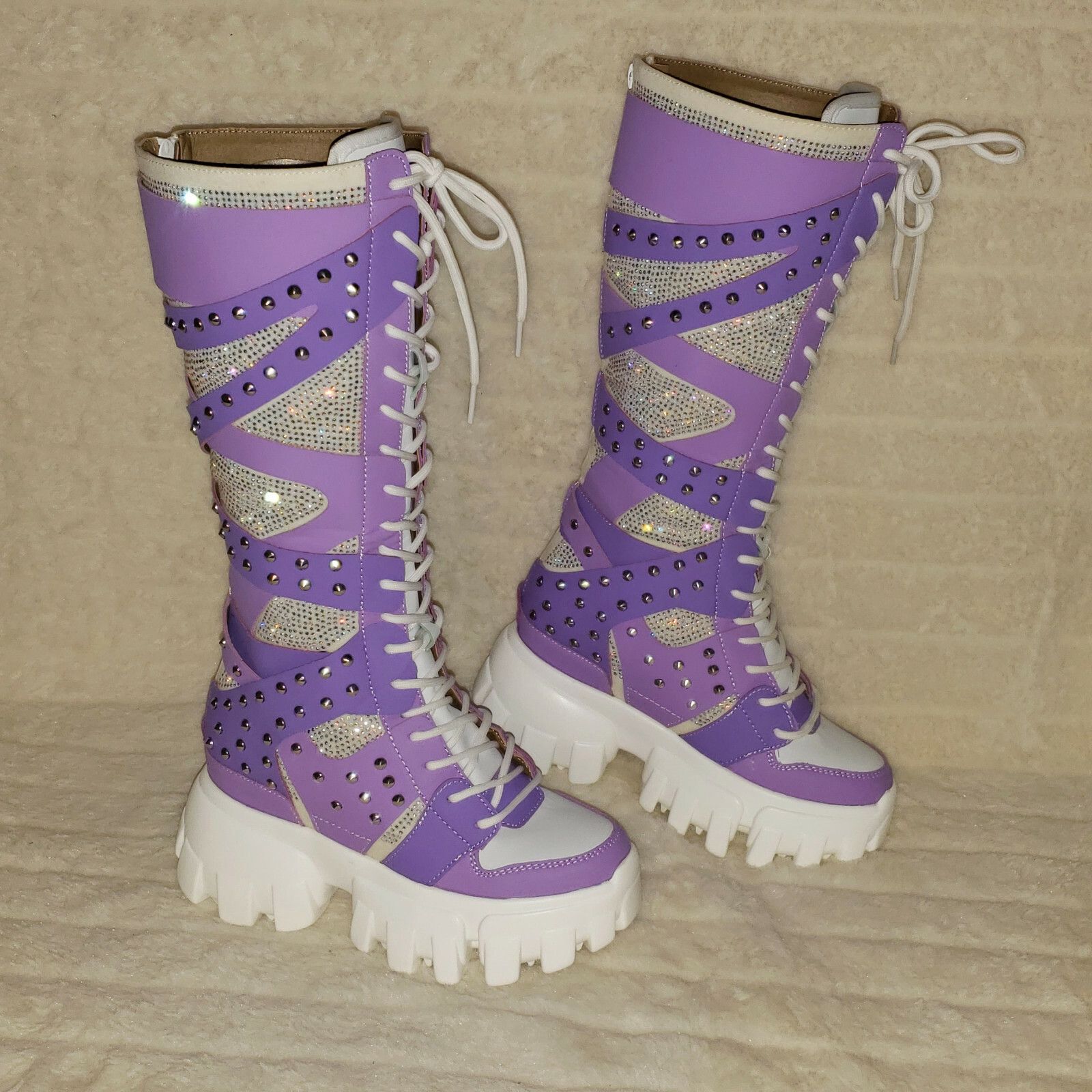 Other Wang Limited Lilac Purple White Platform Sneaker Knee Boots Size US 6 / IT 36 - 9 Thumbnail