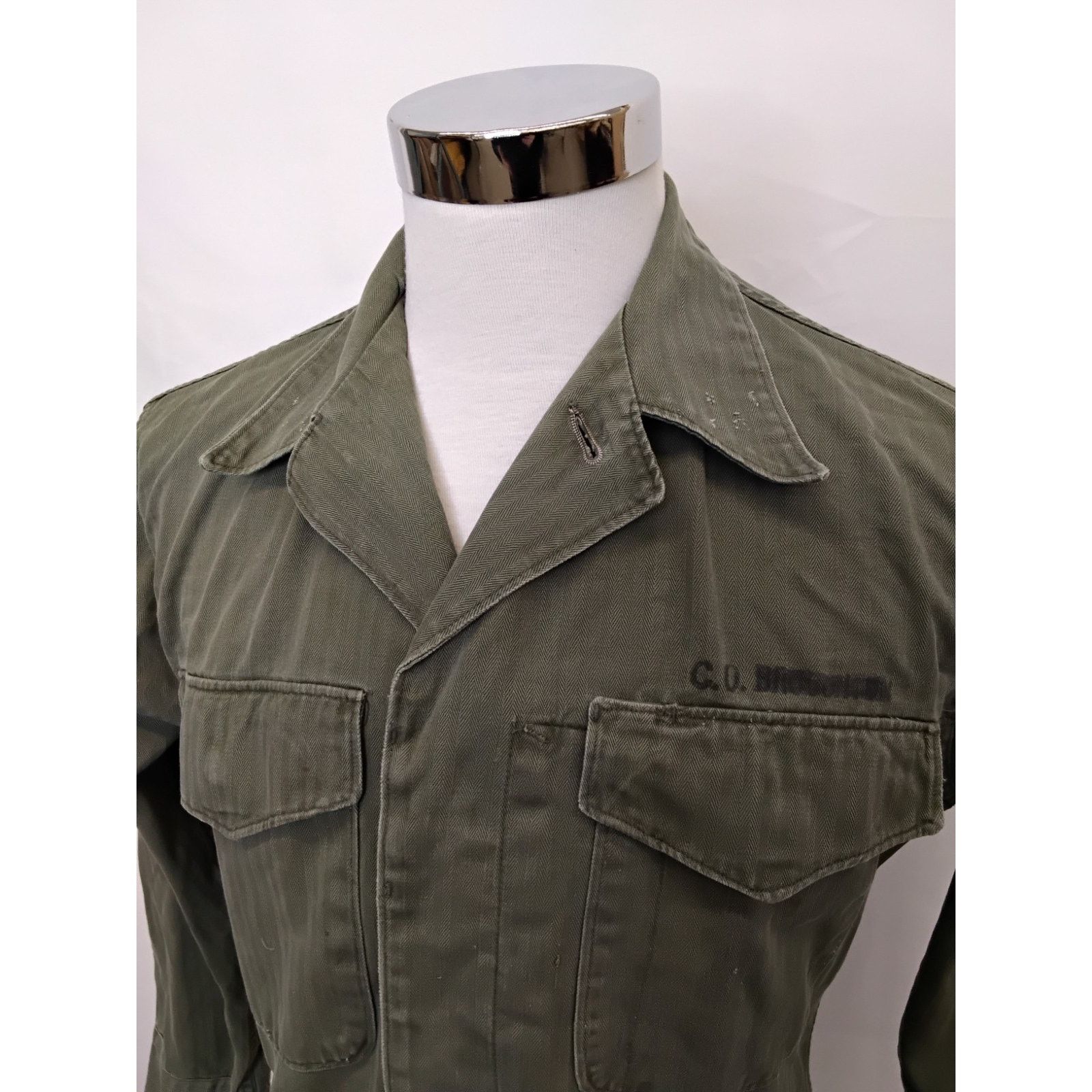 Other USMC Uniform Shirt Men's S Green Herringbone Twill VTG 40s Size US S / EU 44-46 / 1 - 4 Thumbnail