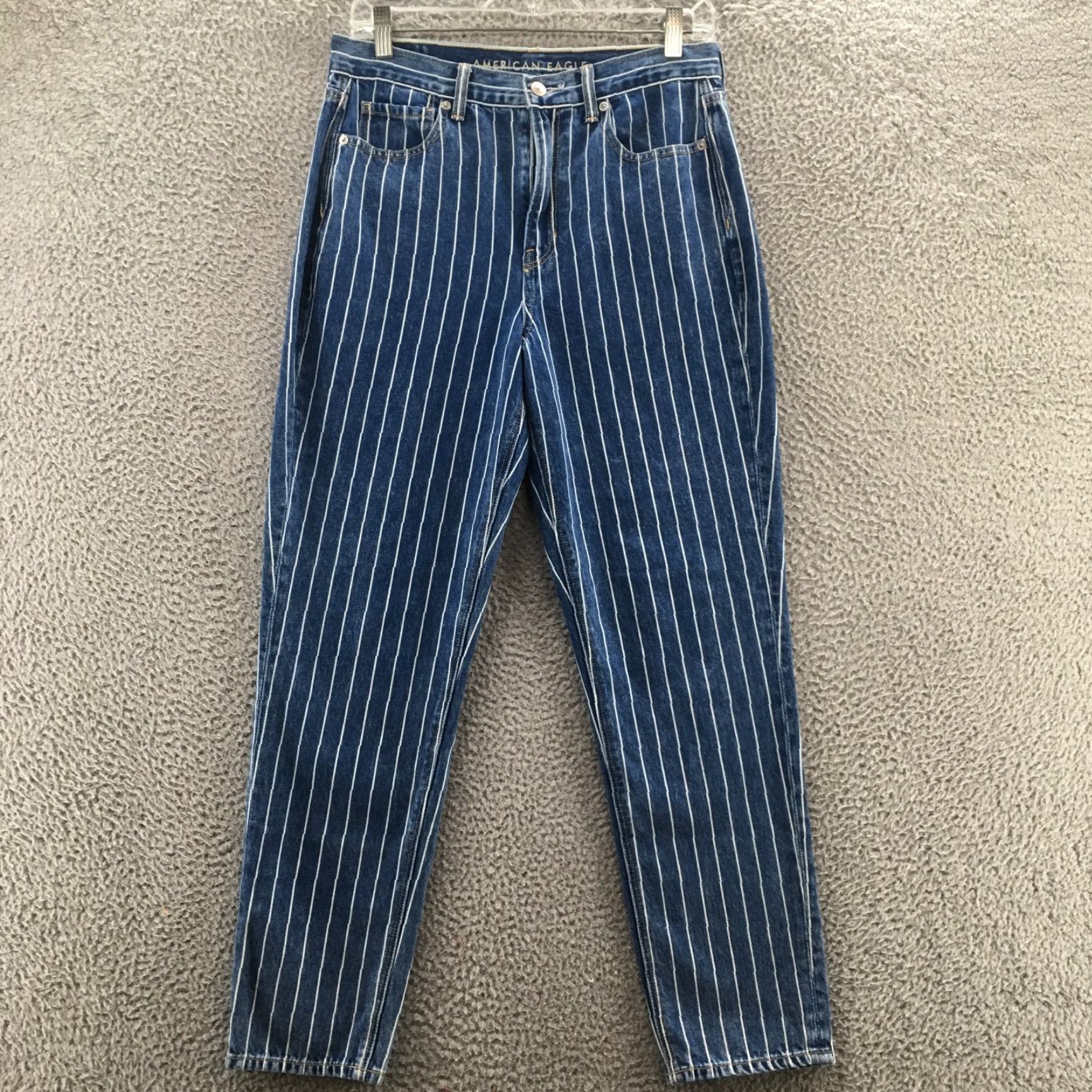 American Eagle Outfitters American Eagle Outfitters Mom Jeans Womens 6R Blue Denim Striped High Rise Jeans Size 28" / US 6 / IT 42 - 2 Thumbnail