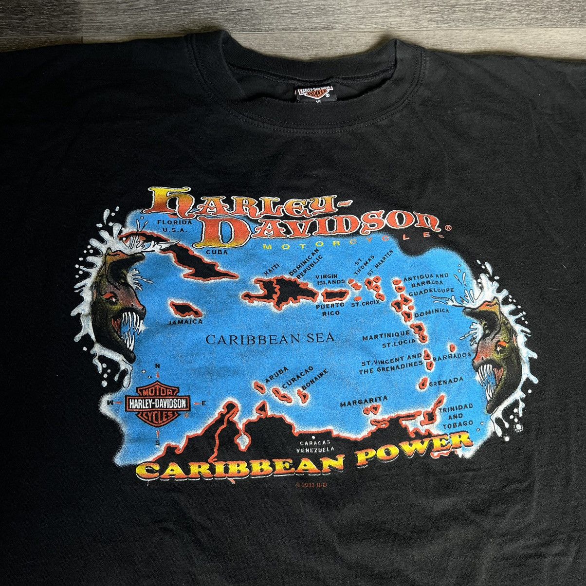 Harley Davidson × Vintage Vintage Y2K Harley Davidson Caribbean Aruba Graphic Logo Tee Size US XL / EU 56 / 4 - 3 Thumbnail