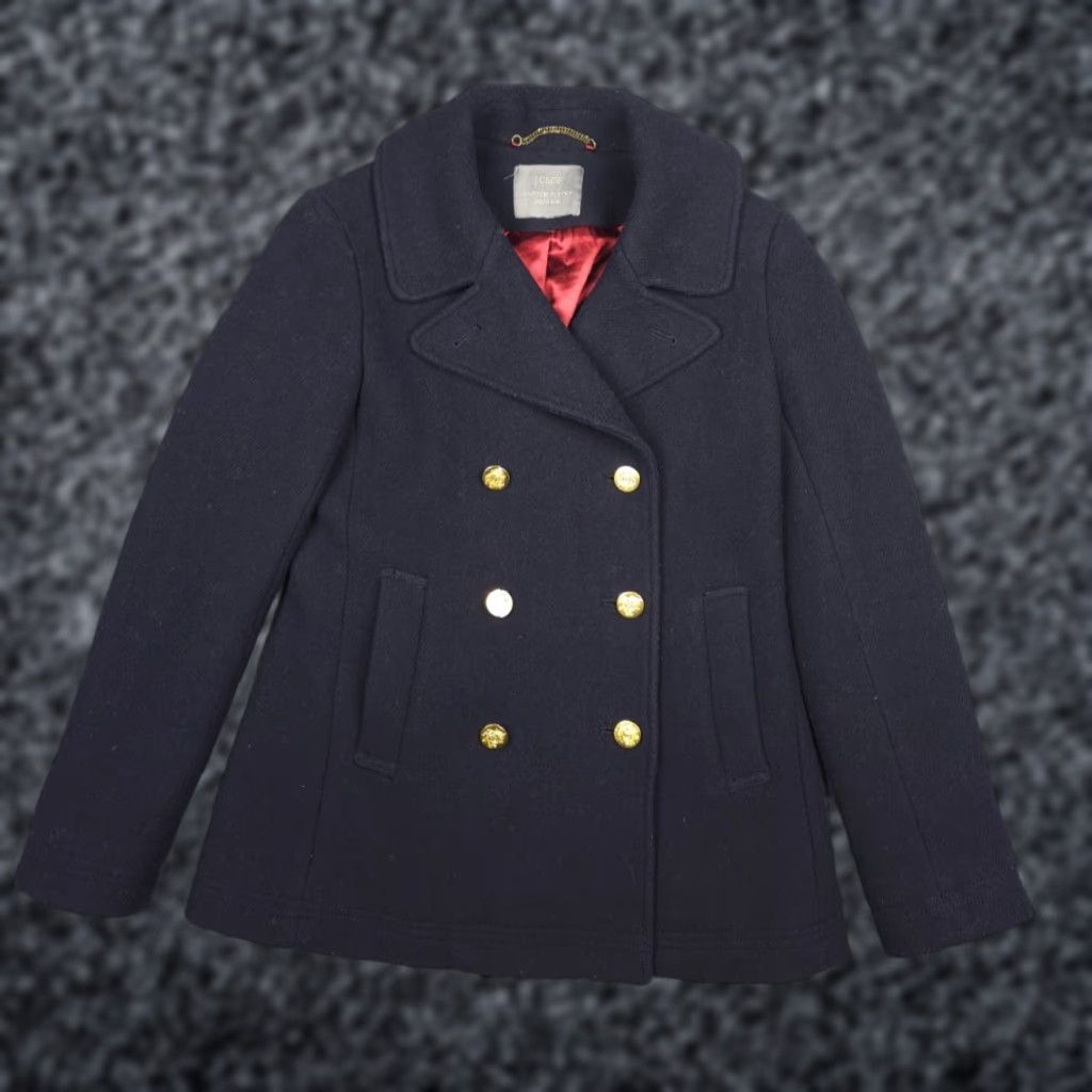 J.Crew J.CREW Stadium Cloth Pea Coat Womens 4 Navy Wool Double Breasted Size S / US 4 / IT 40 - 1 Thumbnail
