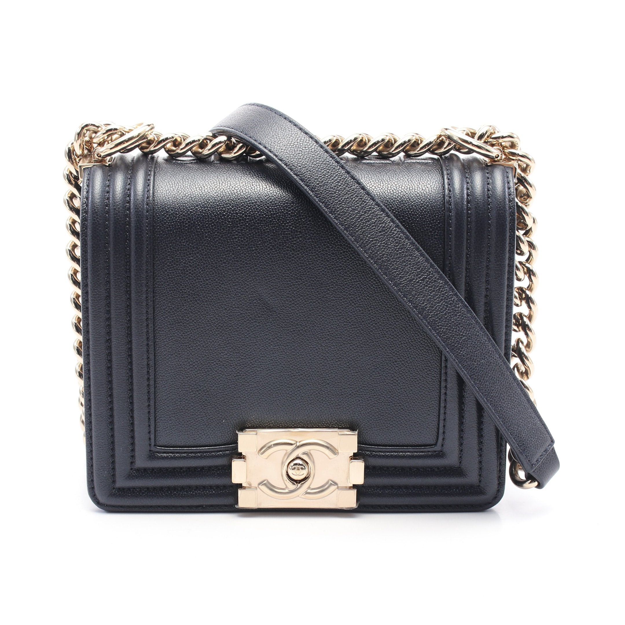 Chanel Chanel Boy Chanel Chain Shoulder Bag Leather Dark Navy Gold Hardware Size ONE SIZE - 1 Thumbnail