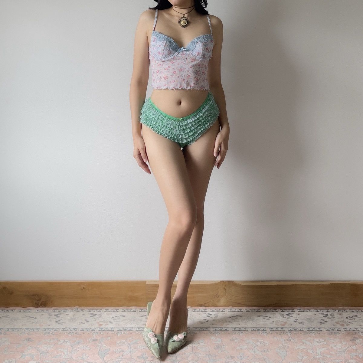 Other Vintage Y2K Blue Floral Mesh Bustier Top (34B/32C) Size S / US 4 / IT 40 - 4 Thumbnail