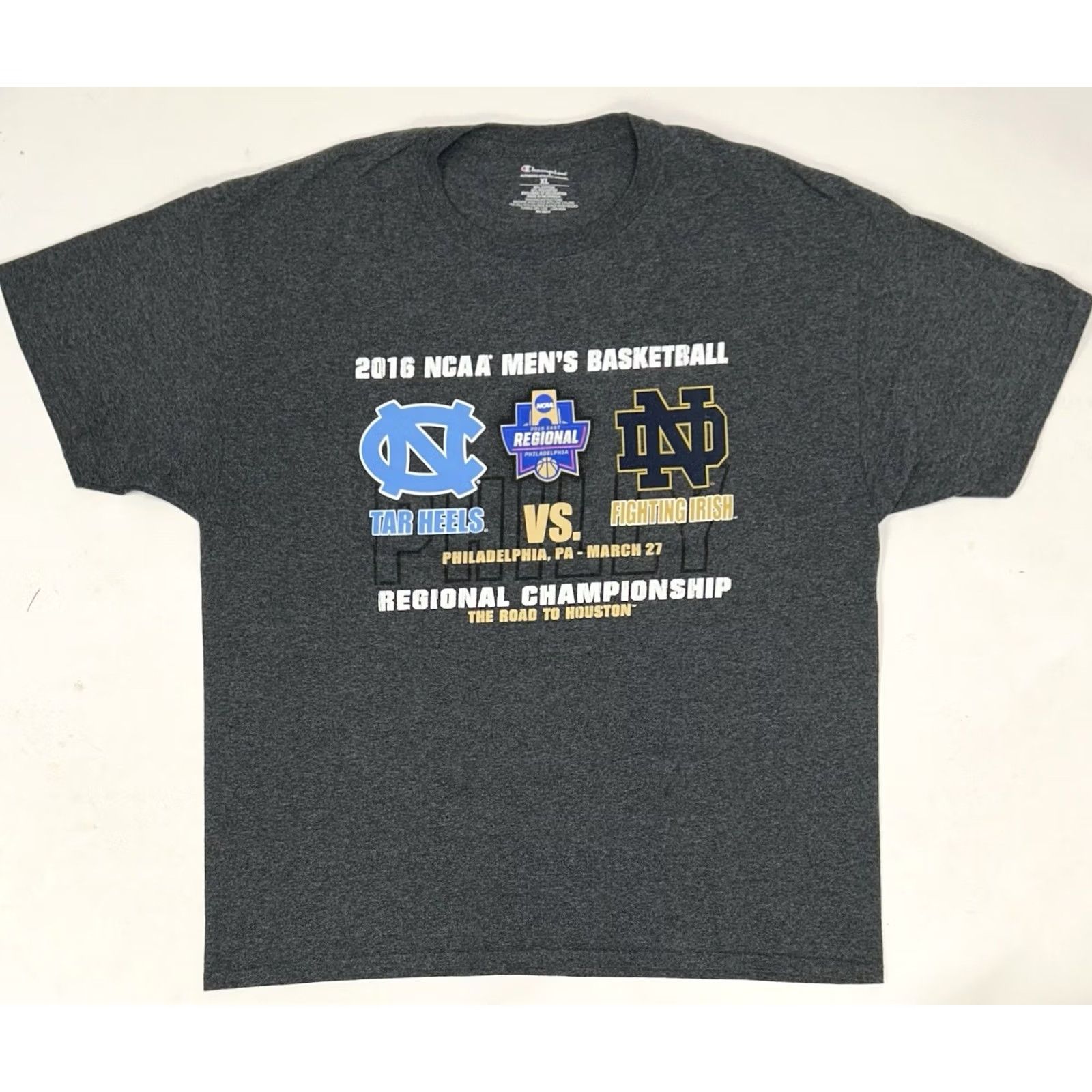 Champion Champion 2016 NCAA Men's Basketball Regional Championship Tee Notre Dame Vs UNC XL Gray Size US XL / EU 56 / 4 - 2 Thumbnail